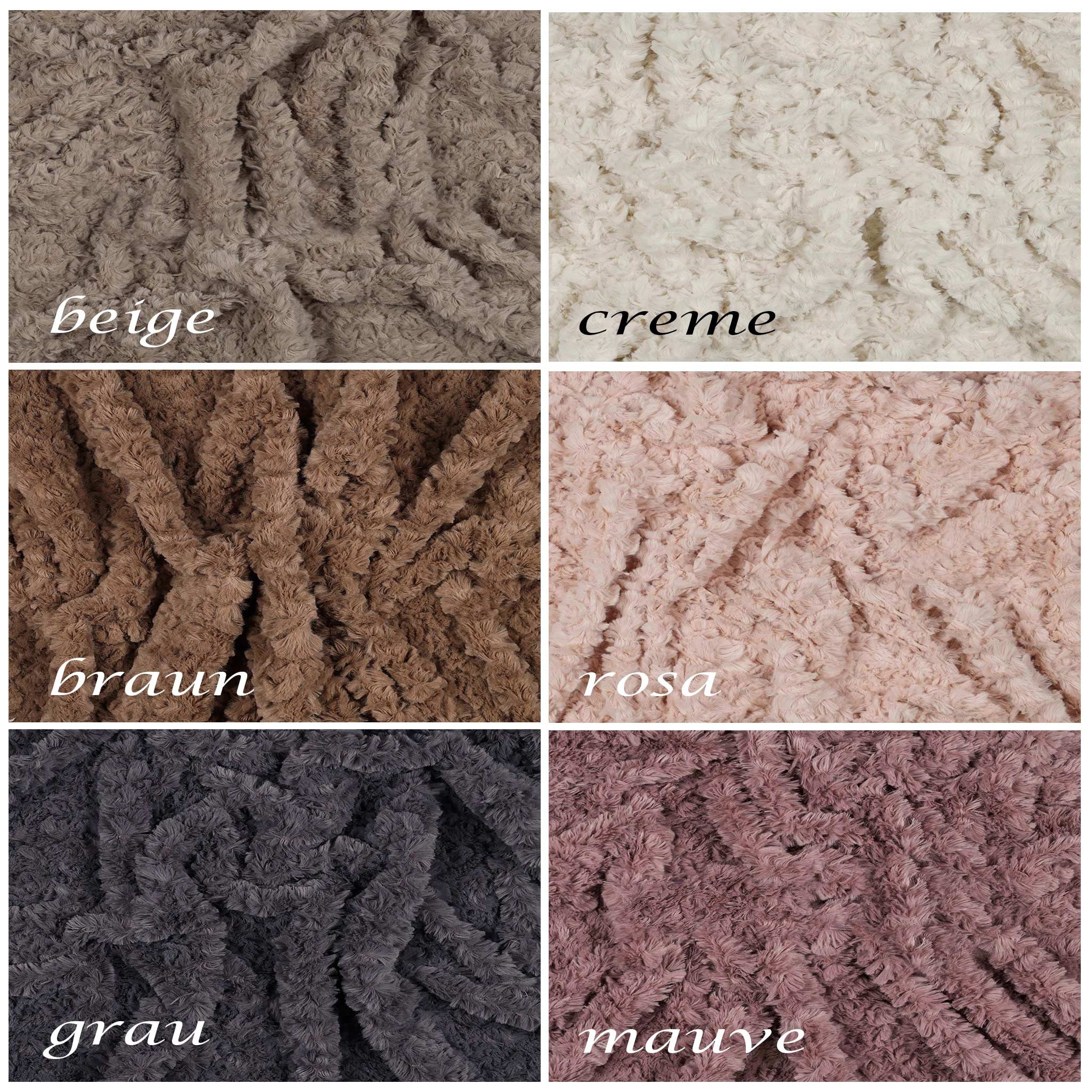 maDDma Stoff Teddystoff Faux Fur unifarben Stoff ab 0,5m Kunstpelz Curlyfleece, mauve