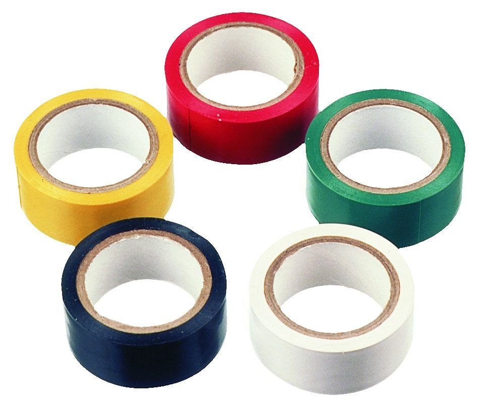 Connex Klebehaken PVC Isolierband 5 Rollen, Maß 19mm x 3,5m, Farbig