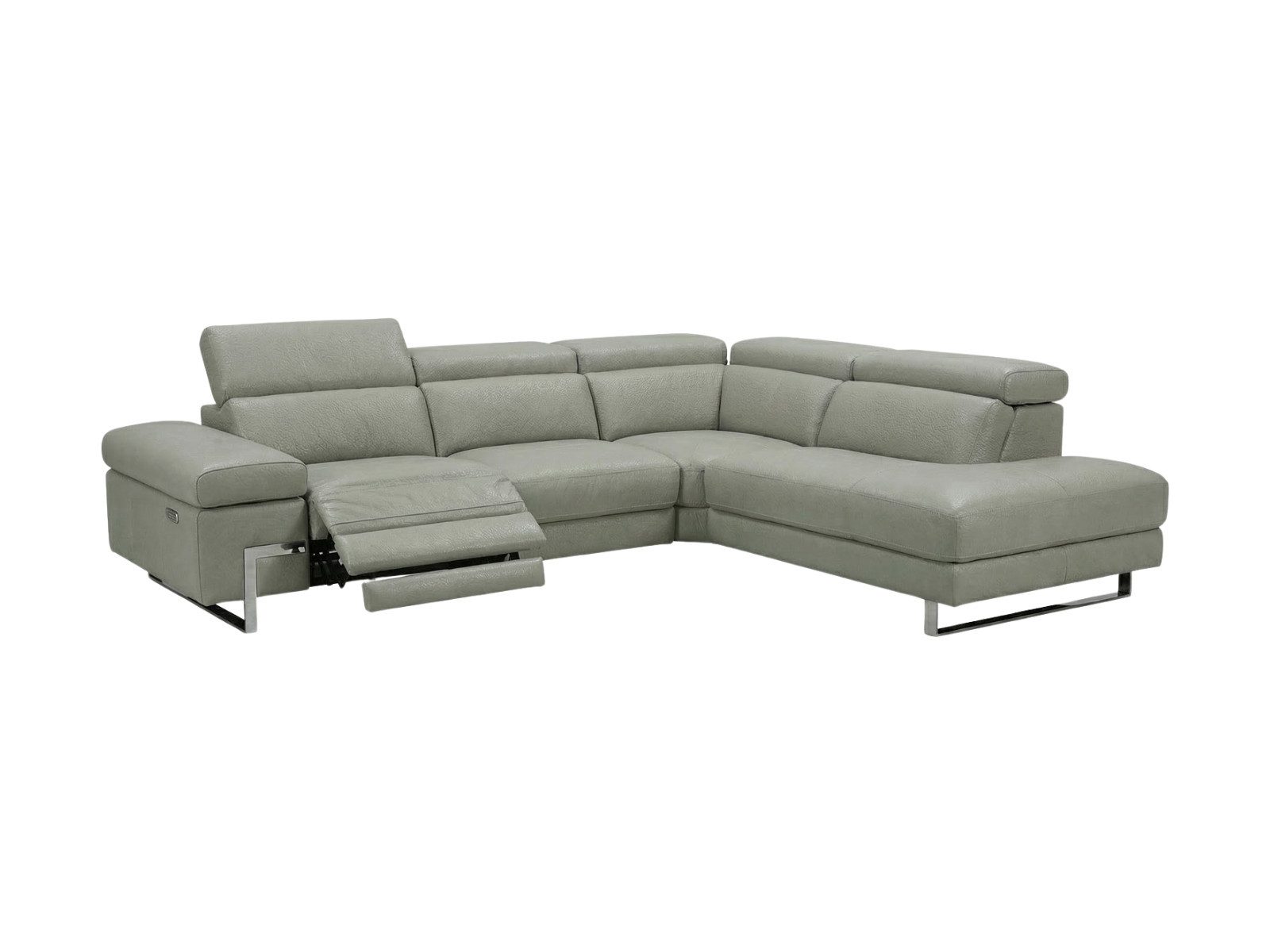 Villa Möbel Ecksofa Opera, L-Form 1 Teile, Echtleder-Ecksofa Kopfteilverstellung - Relaxfunktion fürs Wohnzimmer