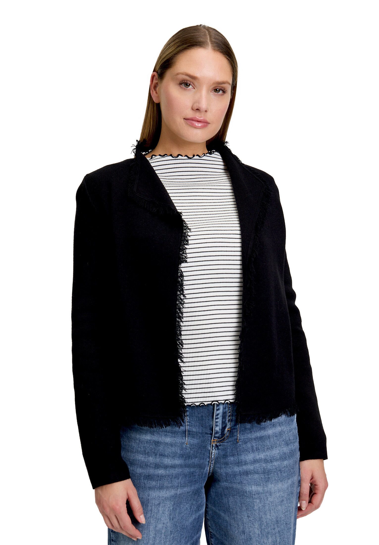 Cartoon Strickjacke Damen mit Fransen (1-tlg)