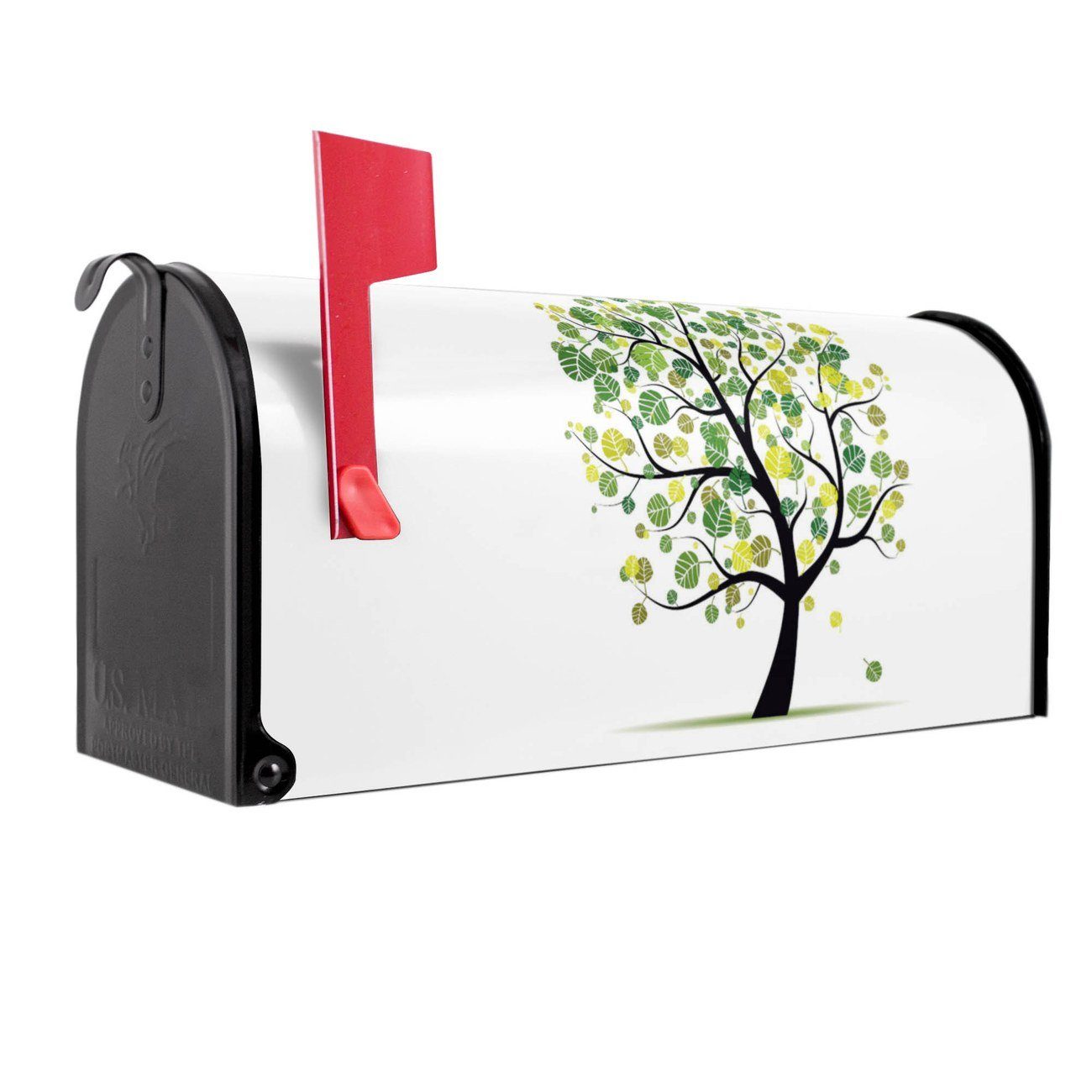 banjado Amerikanischer Briefkasten Mailbox Laubzauberbaum (Amerikanischer Briefkasten, original aus Mississippi USA), 22 x 17 x 51 cm schwarz