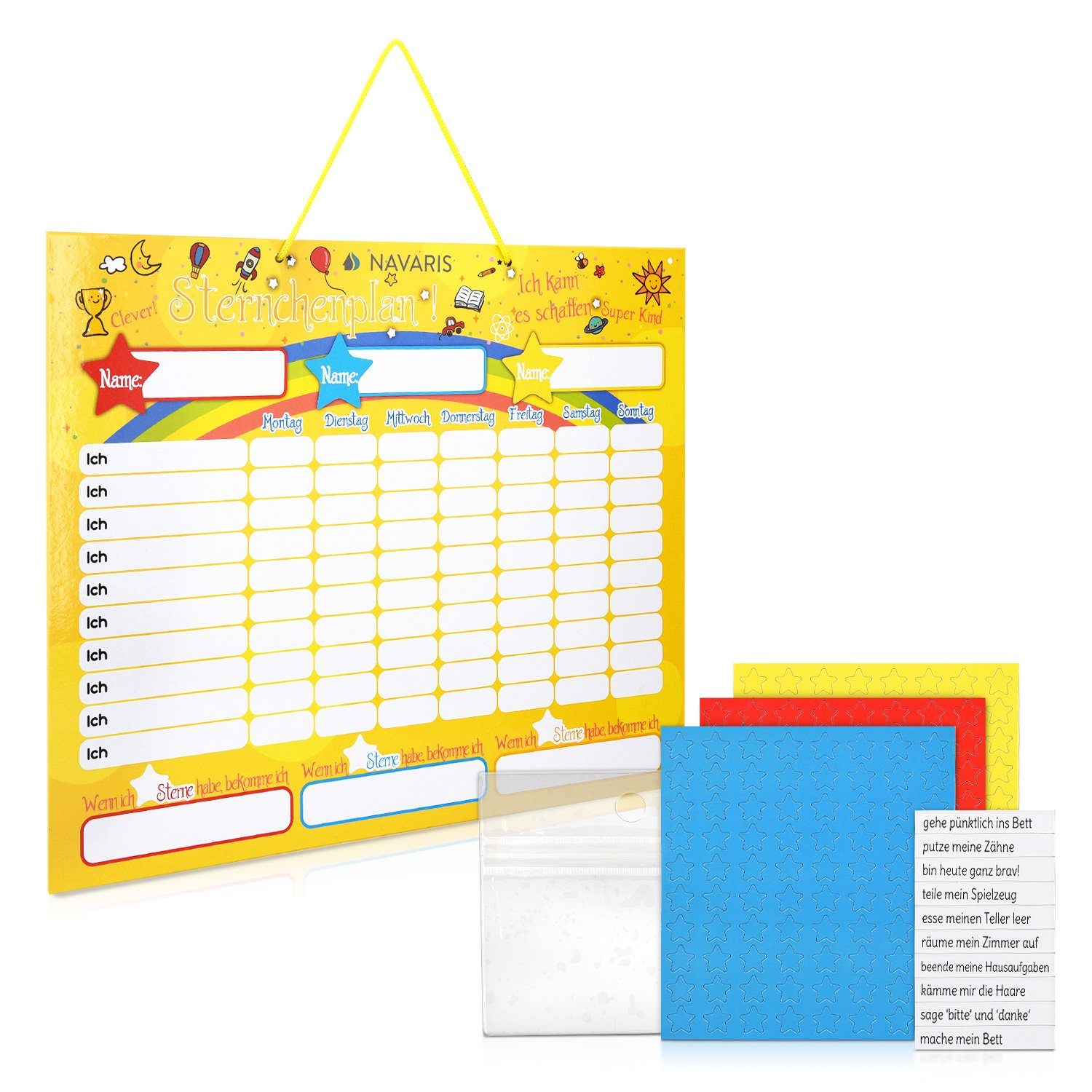 Magnettafel Magnetische Belohnungstafel inkl. Sternchen und Stift - 40x32cm