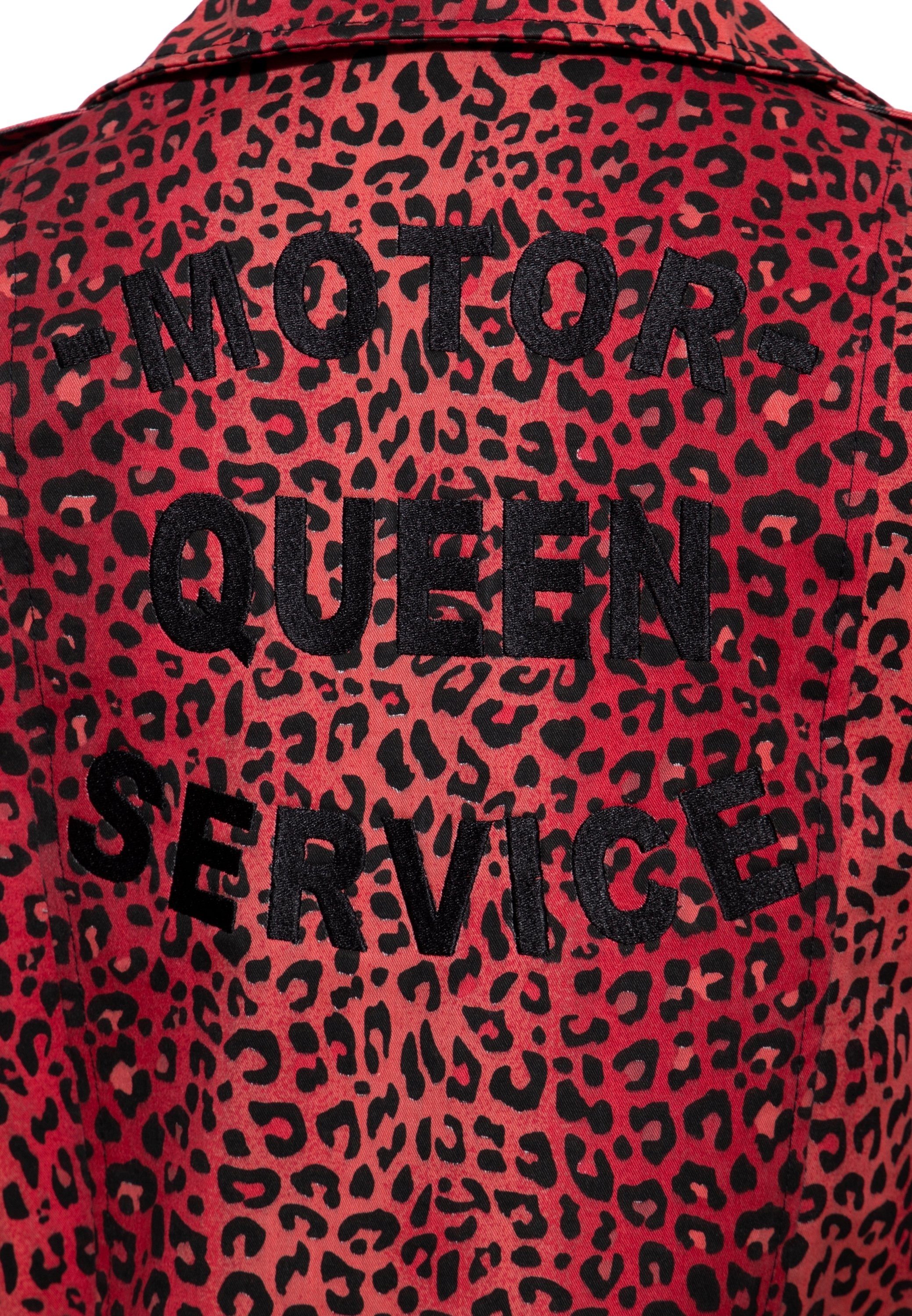 QueenKerosin Collegejacke Motor Queen Service Leo-Allover-Print rot