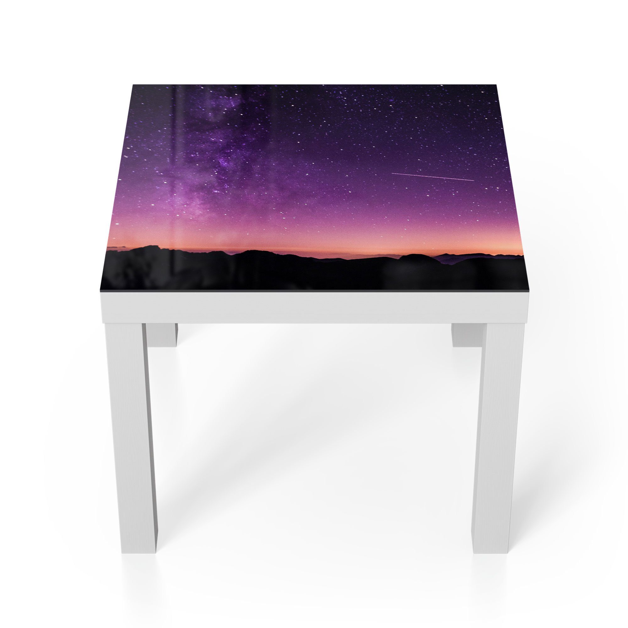 DEQORI Couchtisch 'Purpurroter Nachthimmel', Glas Beistelltisch Glastisch modern Weiß | Couchtische
