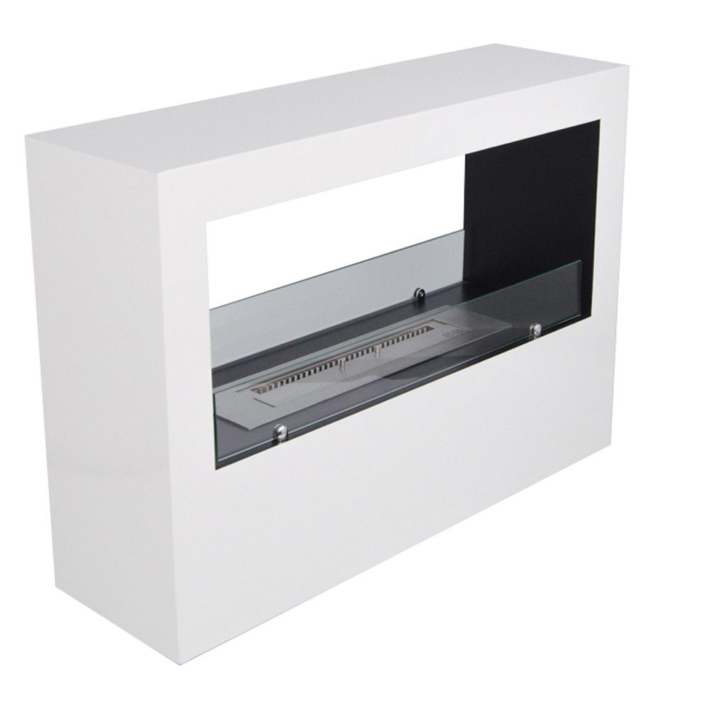 ScandiFlames Kaminofen Lansing, freistehend weiß, 3,3 kW, Bio-Ethanol, Standkamin, 2-seitiger Raumteiler