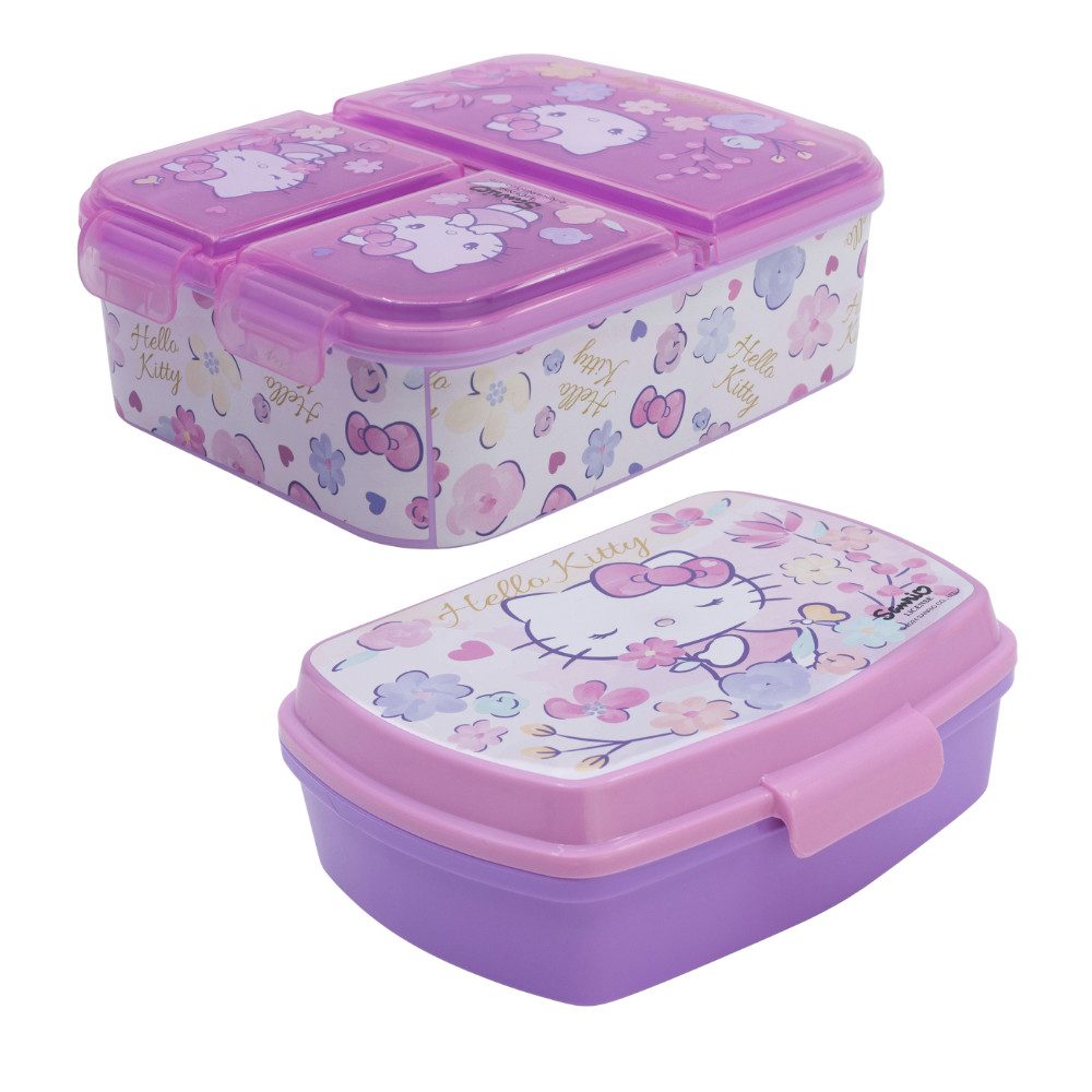Hello Kitty Lunchbox Hello Kitty 2 tlg. Lunch Set Brotdose mit 3 Kammern, BPA-Frei, (2-tlg), und Brotdose mit 1 Kammer