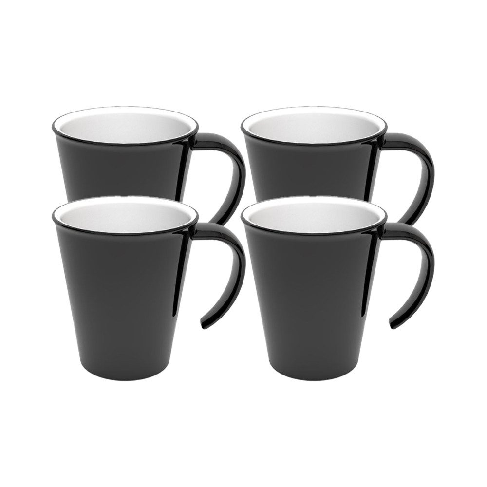 Ornamin Tasse Kaffeepott, Kaffeebecher, Campingbecher, Kaffetasse aus Kunststoff, 4-tlg., BPA-frei, bruchstabil, 100% Made in Germany