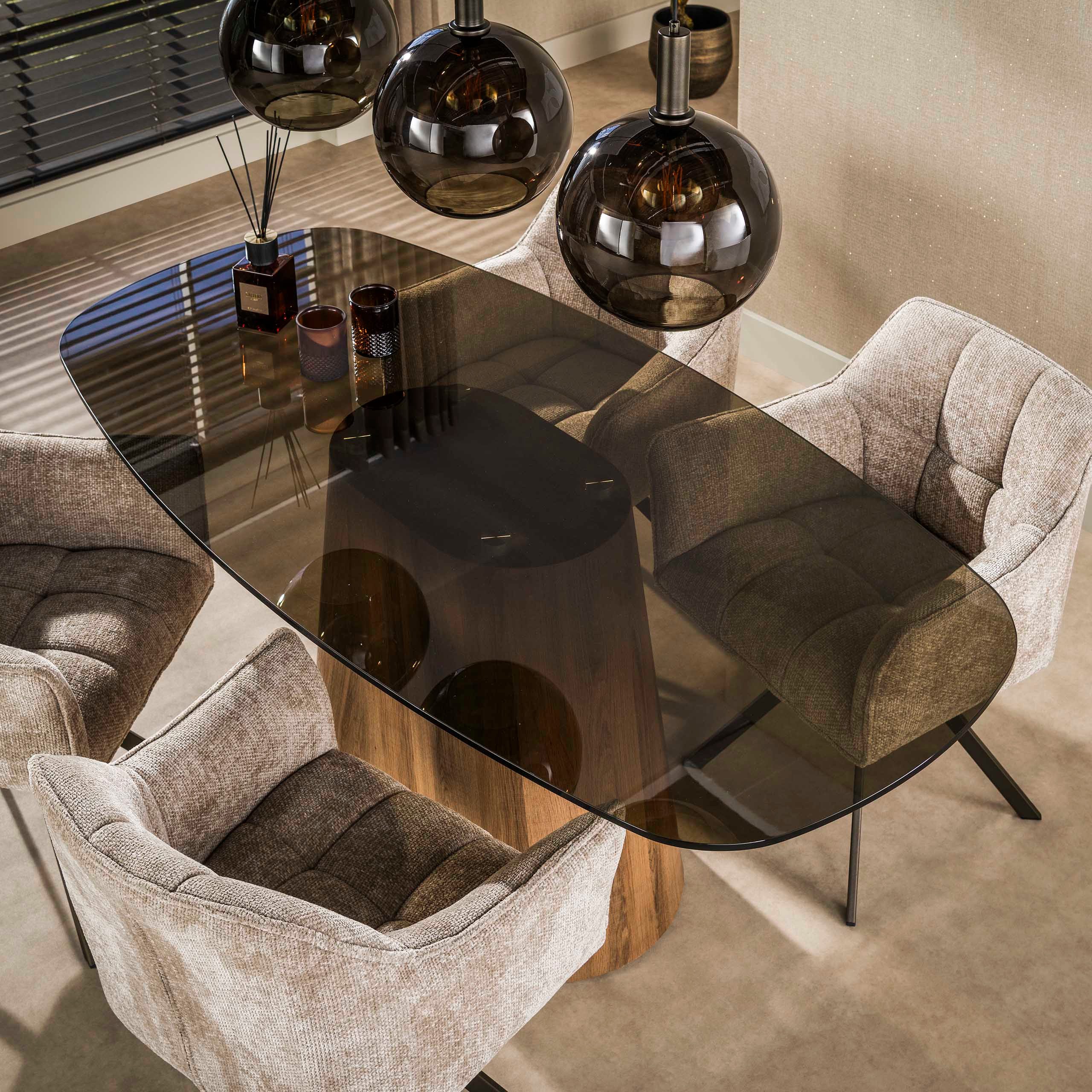 Sitheim® Esstisch TINTO CENTRO Esstisch dänisch oval Bronzefarbenes Glas