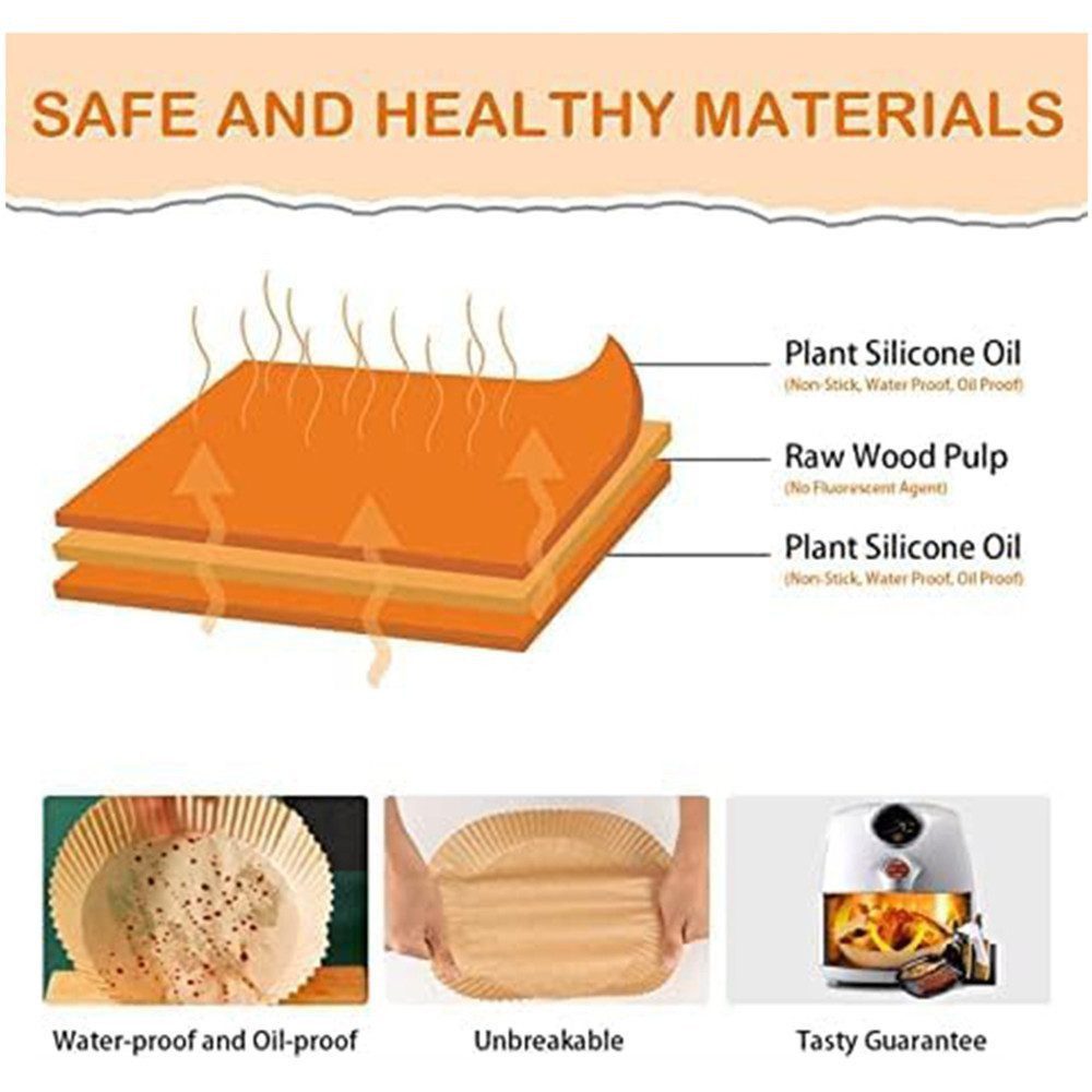 FELIXLEO Backpapier 100 Blatt 25 cm Backpapier für Heißluftfritteusen