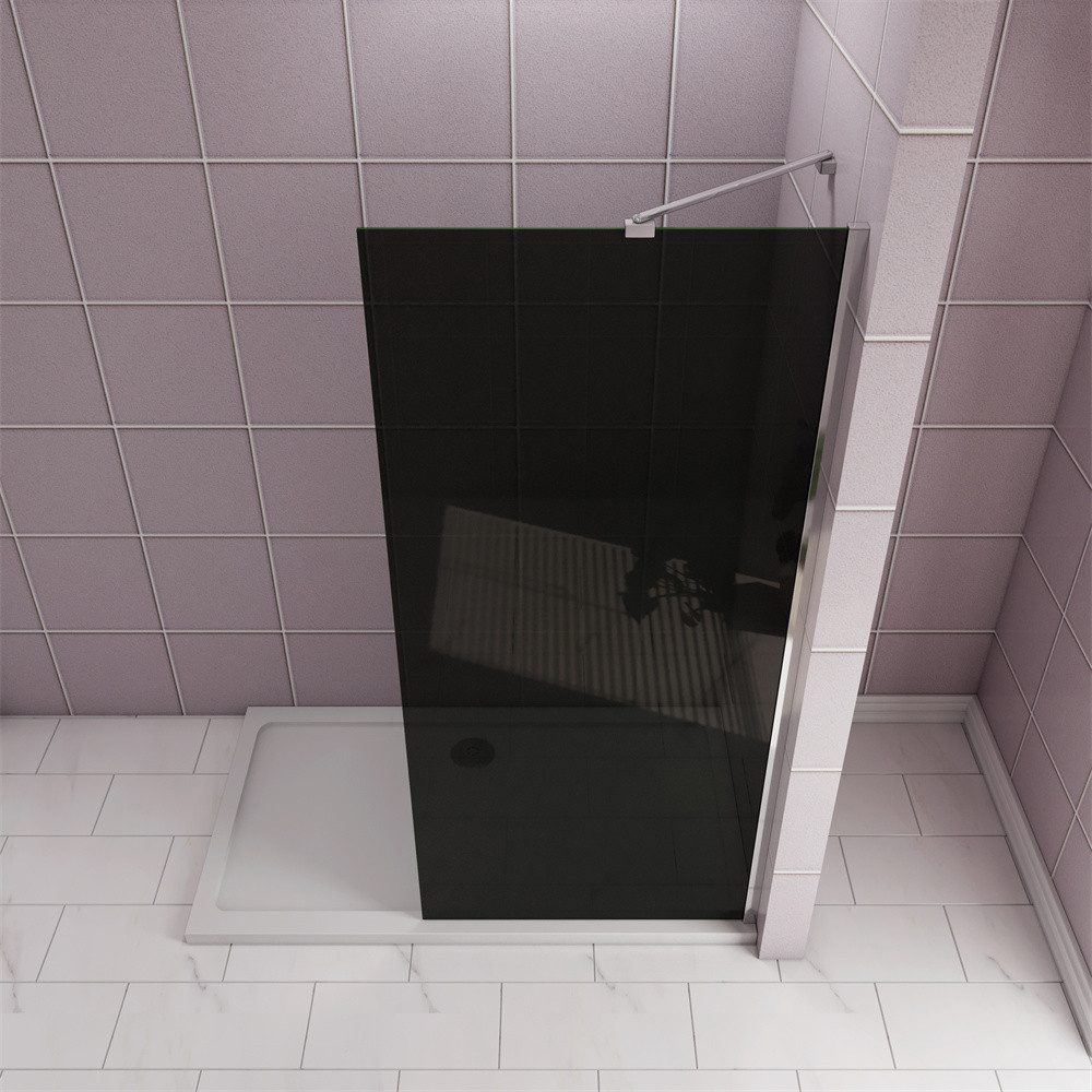 AICA Duschwand Duschwand Walk in dusche ESG Rauchglas Sicherheitsglas Duschkabine, (8mm ESG Rauchglas), Glas