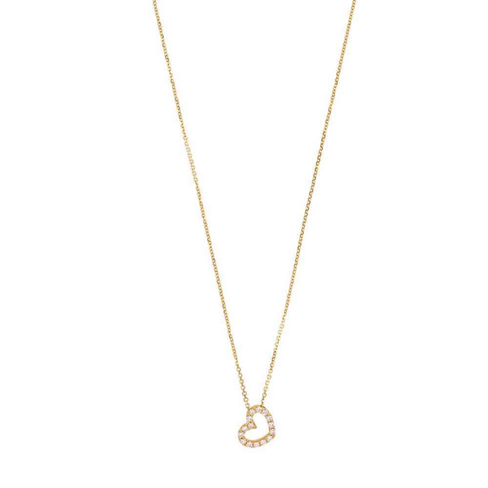 Goldkette Goldkette Collier Herz mit Zirkonia massiv 375-9 Karat Gold 42 cm