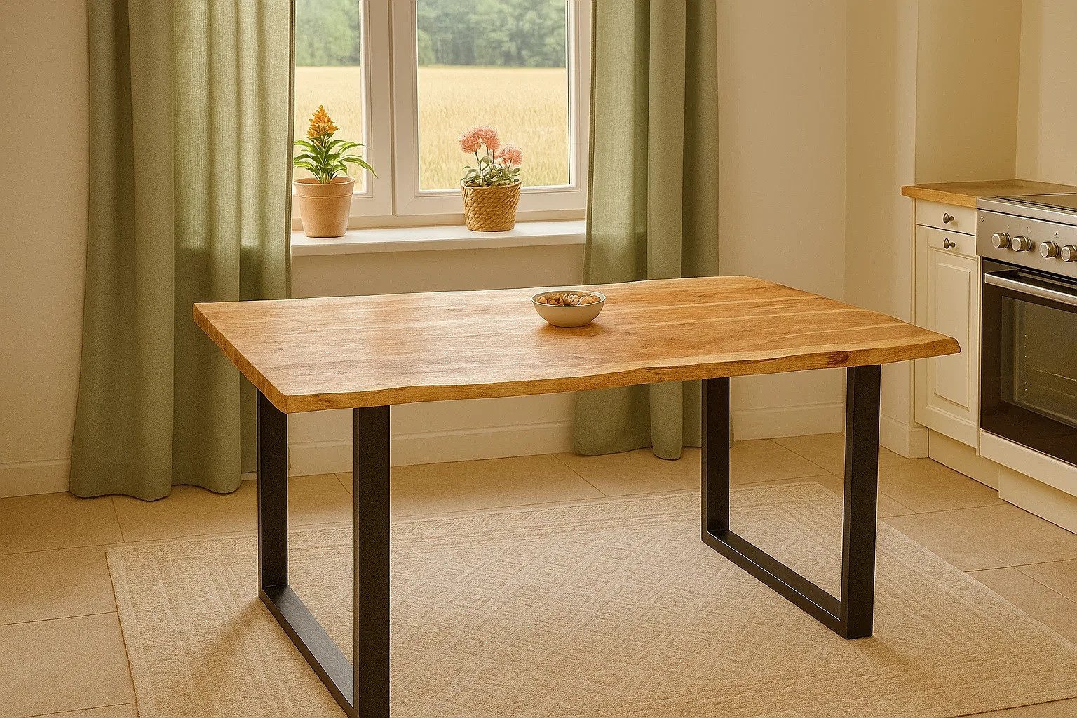 SAM® Baumkantentisch Quarto, Akazienholz, Baumkante, Metallgestell günstig online kaufen