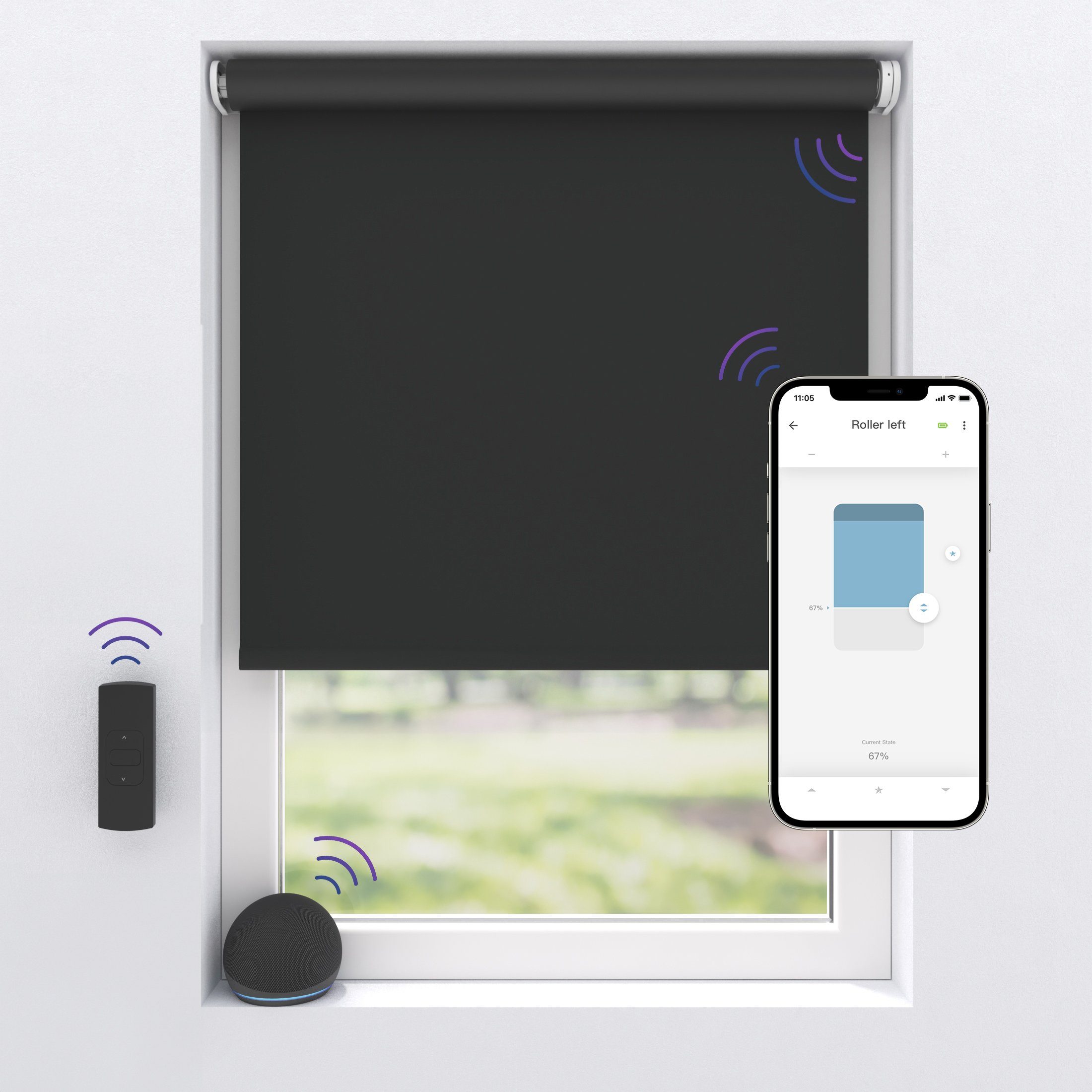 Rollo Cocoon Smart Home, 60x190, Elektrisches Anthrazit, Verdunkelnd, Home