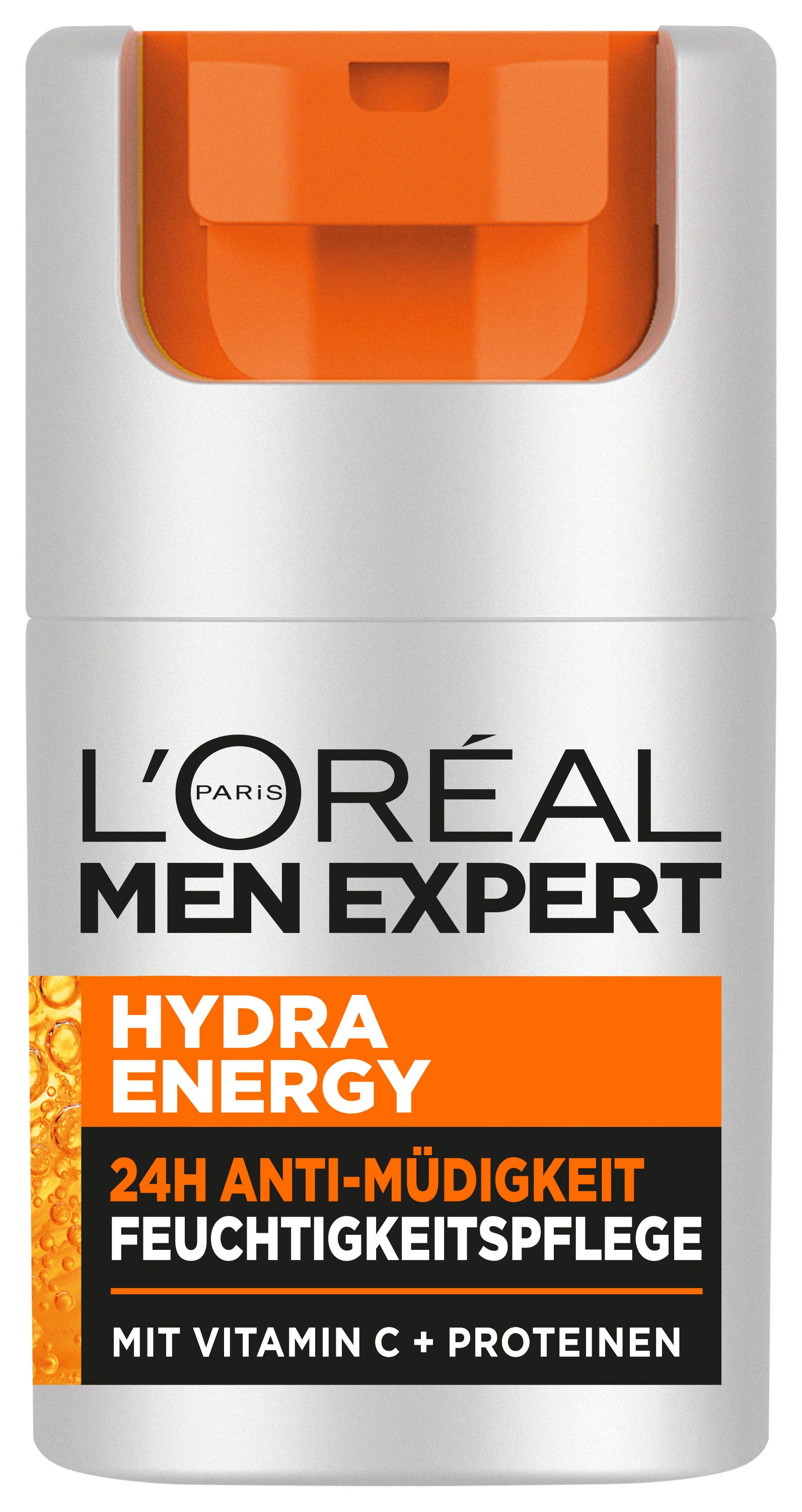 L'ORÉAL PARIS MEN EXPERT Gesichtsgel HYDRA ENERGY 24H ANTI-MÜDIGKEIT FEUCHTIGKEITSPFLEGE, hilft bei müder Haut, feuchtigkeitsspendend