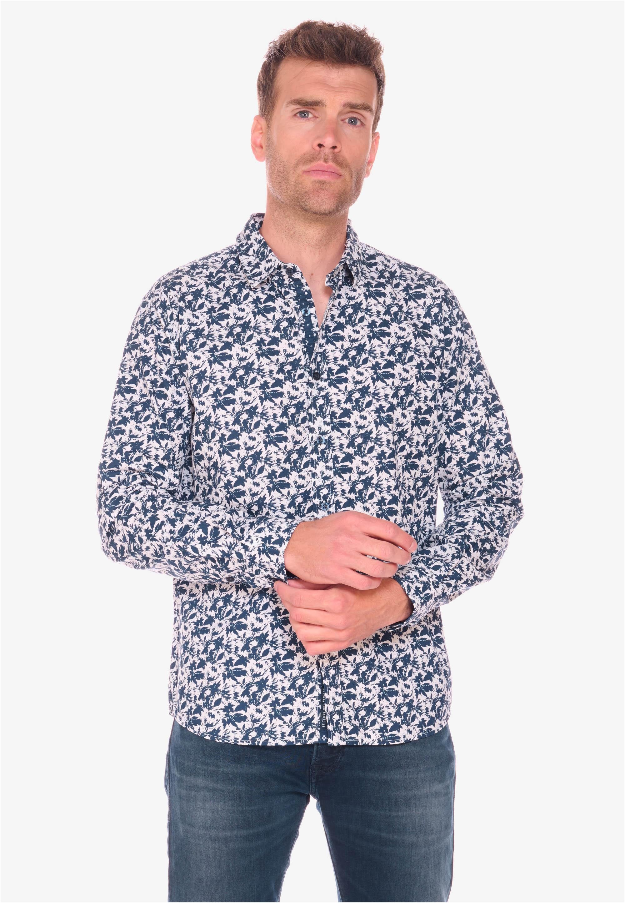 Le Temps Des Cerises Langarmhemd JUNA mit stylischem Allover-Muster
