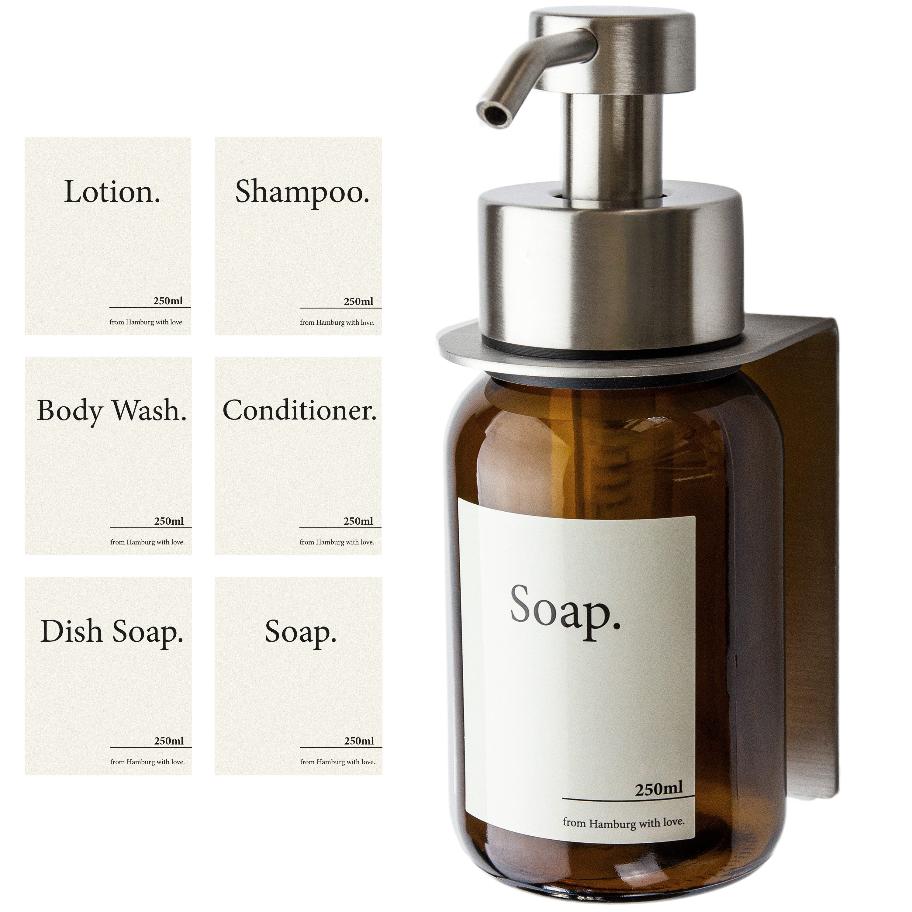 Designfabrik Hamburg Seifenspender Wandmontage ohne Bohren 250 ml, Pumpspen günstig online kaufen