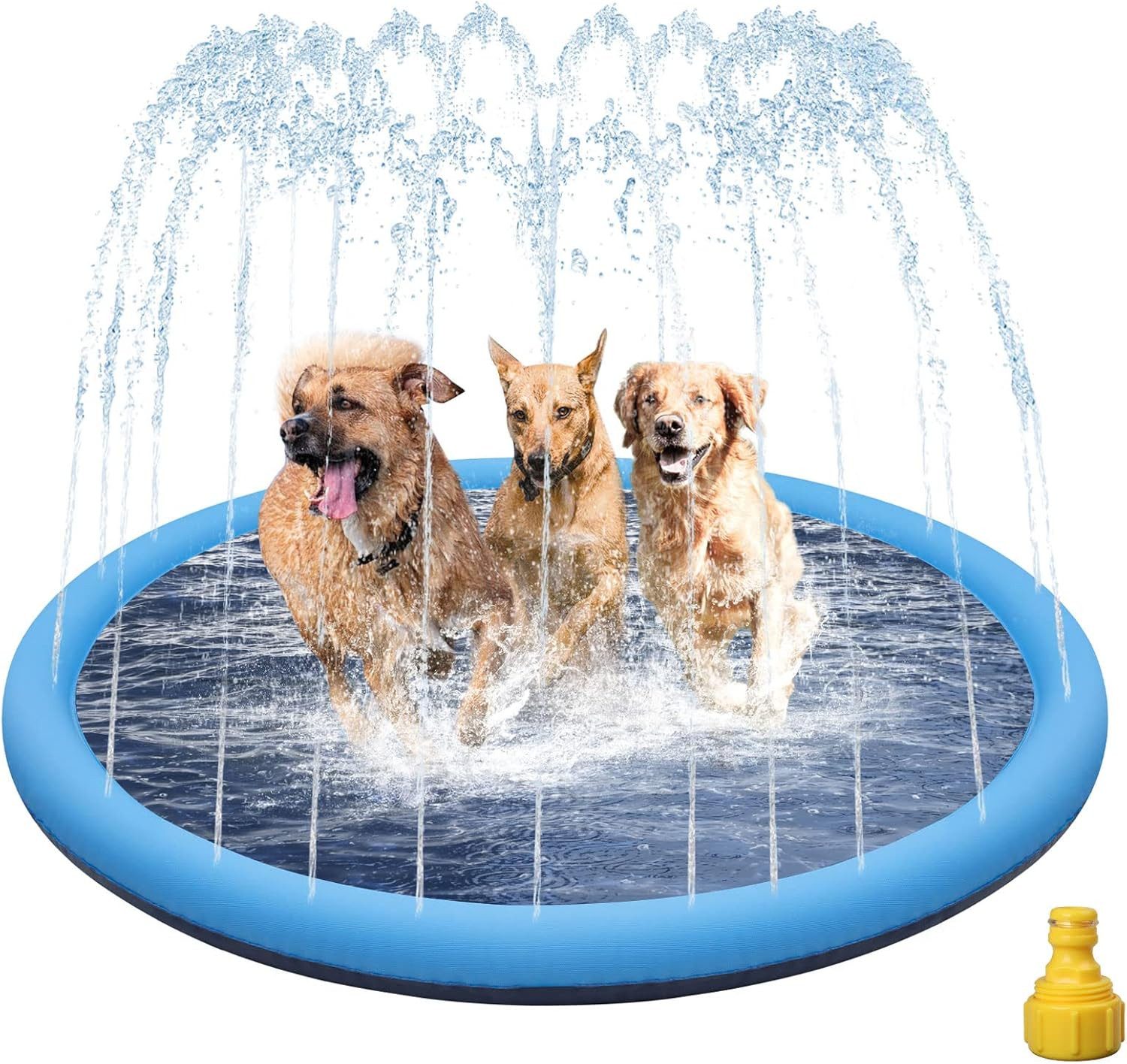 Hundepool D170 cm/67 in Planschbecken für Große & Kleine Hunde mit Wasserdüse