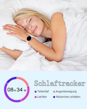 HUAKUA für Damen Herren mit Telefonfunktion Bluetooth Anrufe Smartwatch (1.39 Zoll, Android iOS), mit SpO2-Überwachung Pulsuhr Schlafmonitor Schrittzähler Anrufe