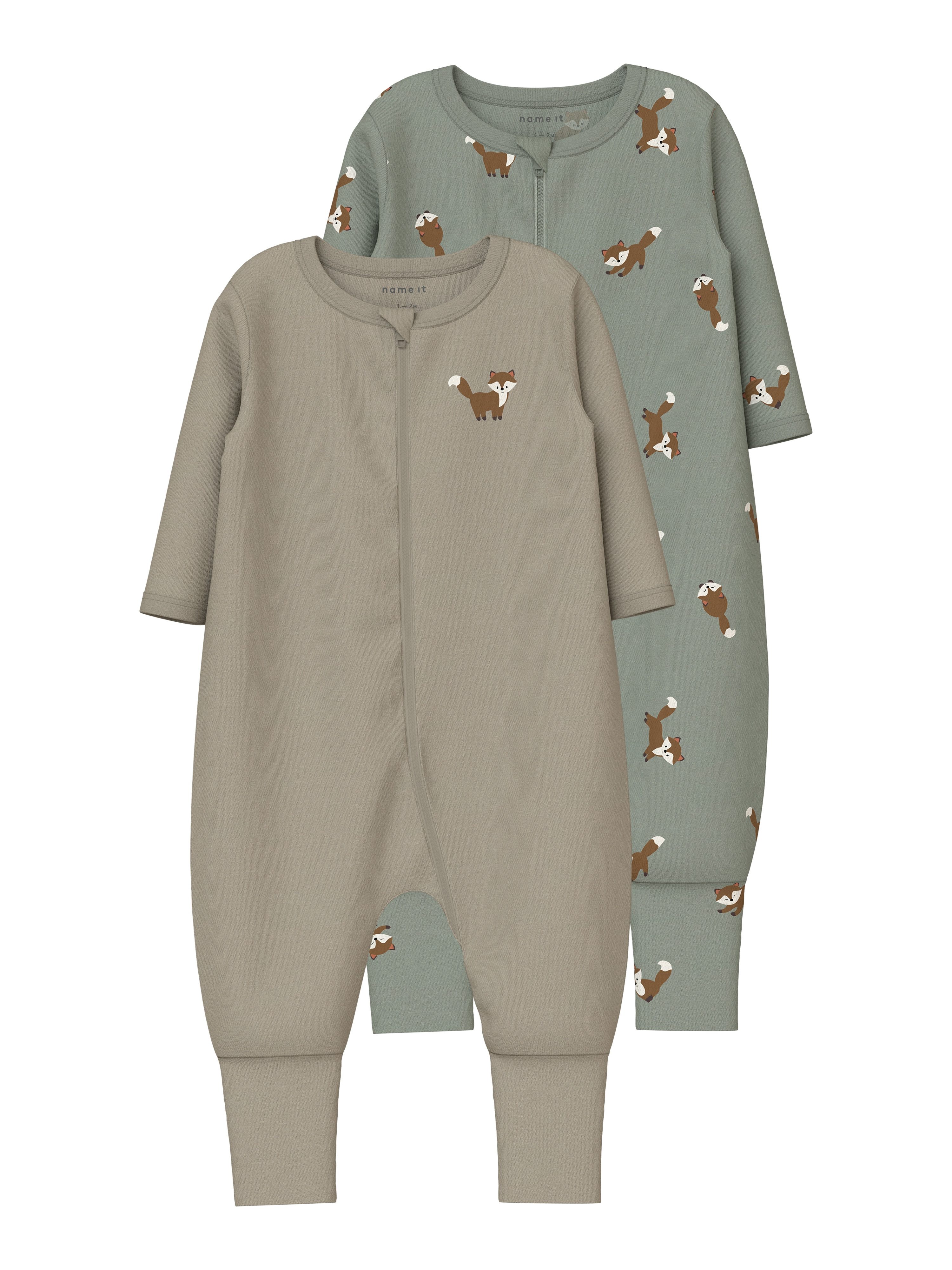 Name It Schlafanzug NBMNIGHTSUIT 2P ZIP FF FOX NOOS (Packung, 2 tlg)