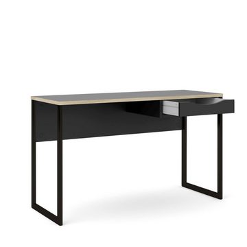 ebuy24 Schreibtisch Fula Schreibtisch 130 cm 1 Schublade schwarz, matt
