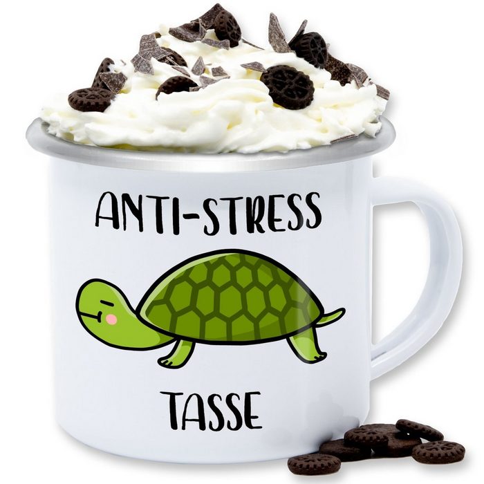 Shirtracer Tasse Anti Stress Tasse Schildkröte - Kaffeetasse mit Spruch - Emaille Tasse Blechtasse Stahlblech schildkröte tasse - blechtasse mit spruch