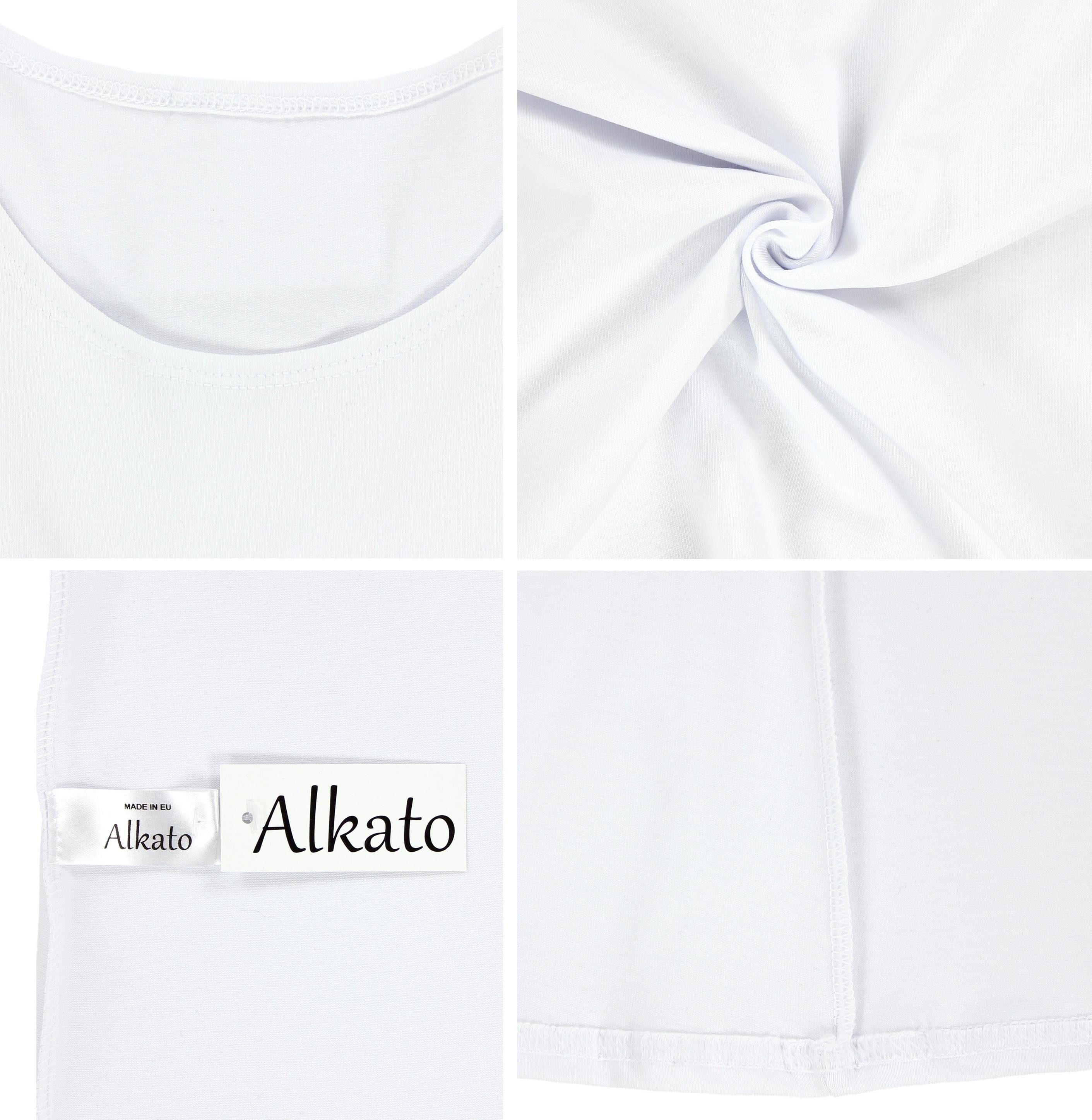 Alkato Langarmshirt Alkato Damen Langarm Longshirt Langarmshirt Tunika Basic Shirt