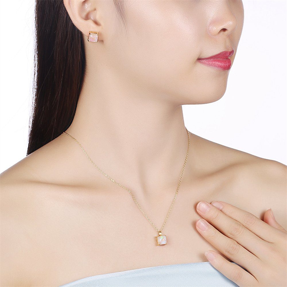 Set, Halskette Silber Choker-Set Frauen Rouemi Sterling Halskette einfache Ohrringe Mode