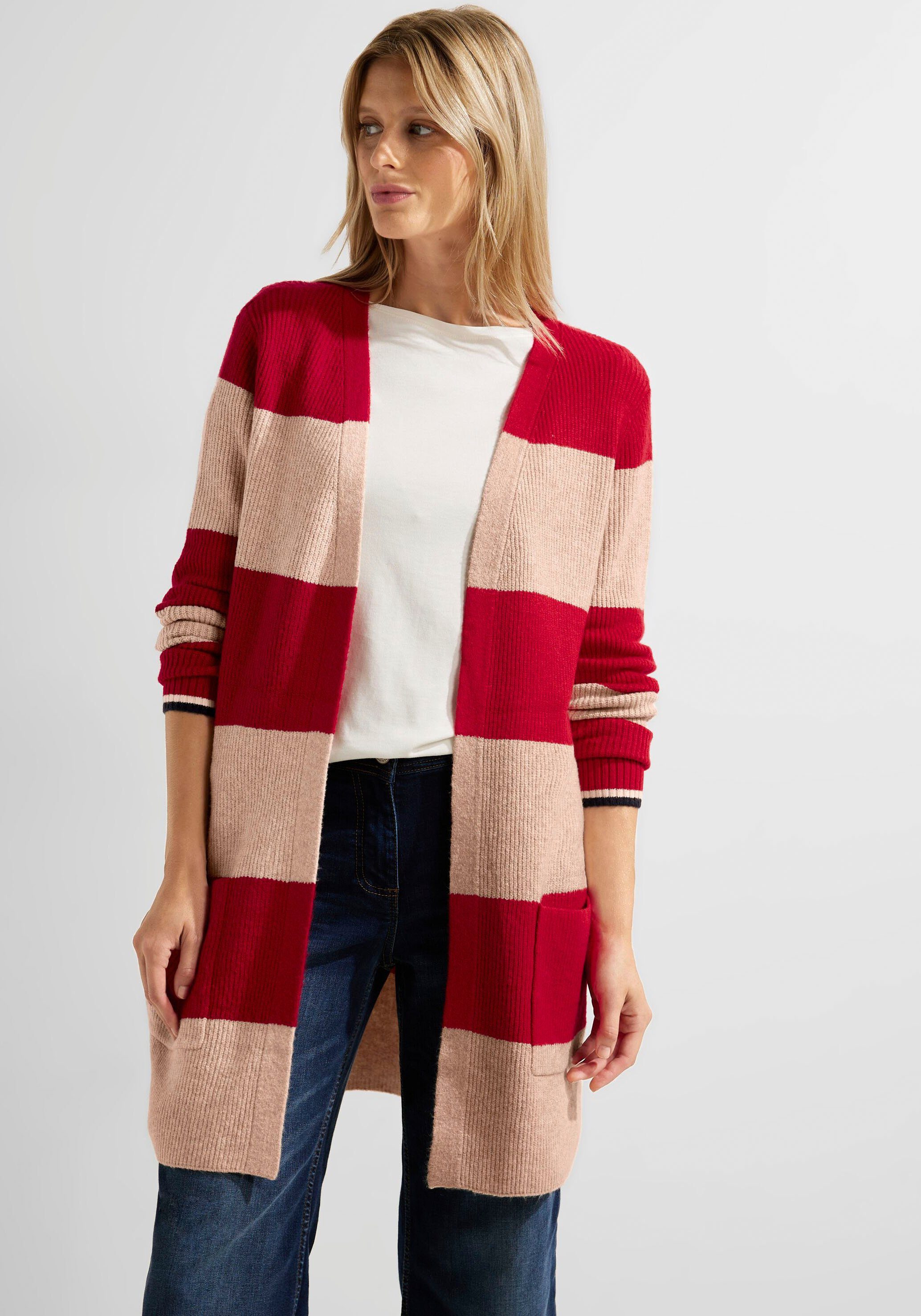 Cecil Cardigan mit red casual Blockstreifen