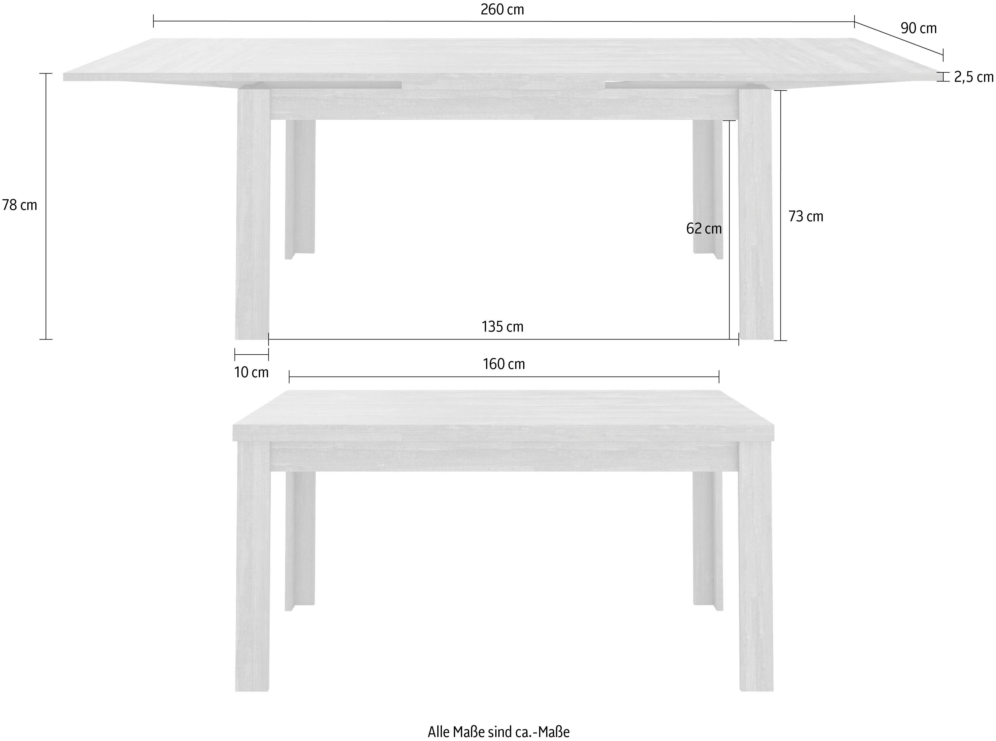 3 Betonoptik ausziehbar Esstisch Monti, je um 100 cm in Mäusbacher Größen,