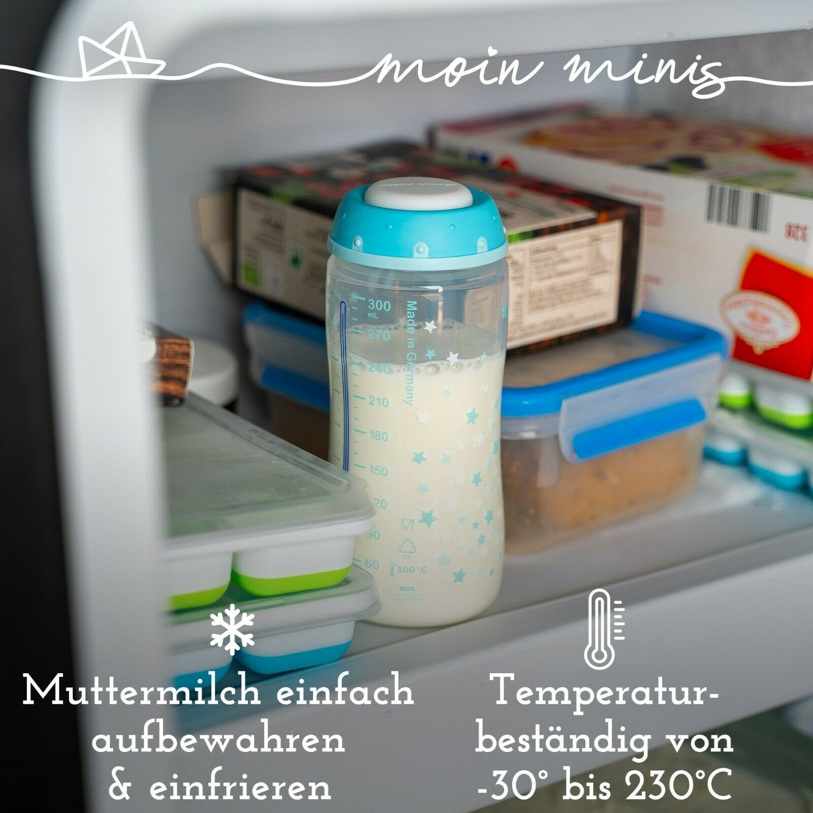 moin minis Babyflasche moin minis 4er Set Verschluss-Deckel / Plättchen für NUK-Flaschen