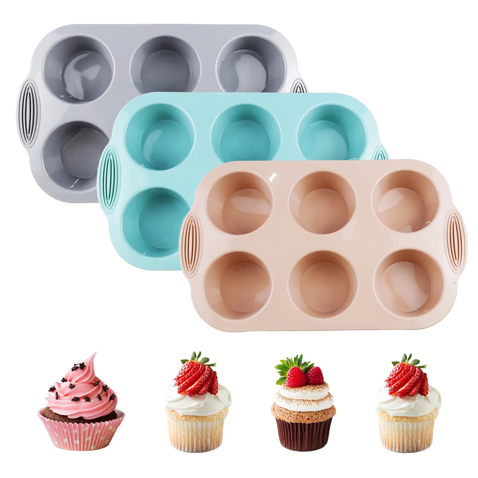 FOSMET Muffinform Muffinform 6er – Silikon Backform mit Fingerabdruck-Design, (3-tlg)
