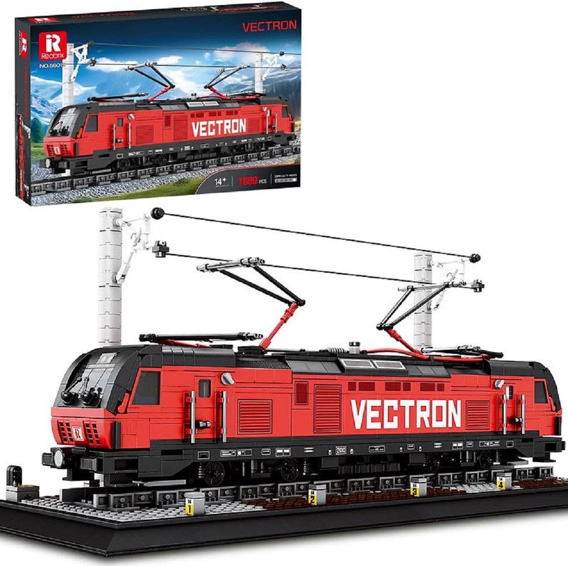 Reobrix Reobrix 66019 Vectron Lokomotive 1.889 Teile Eisenbahn Zug Konstruktions-Spielset, (1889 St)