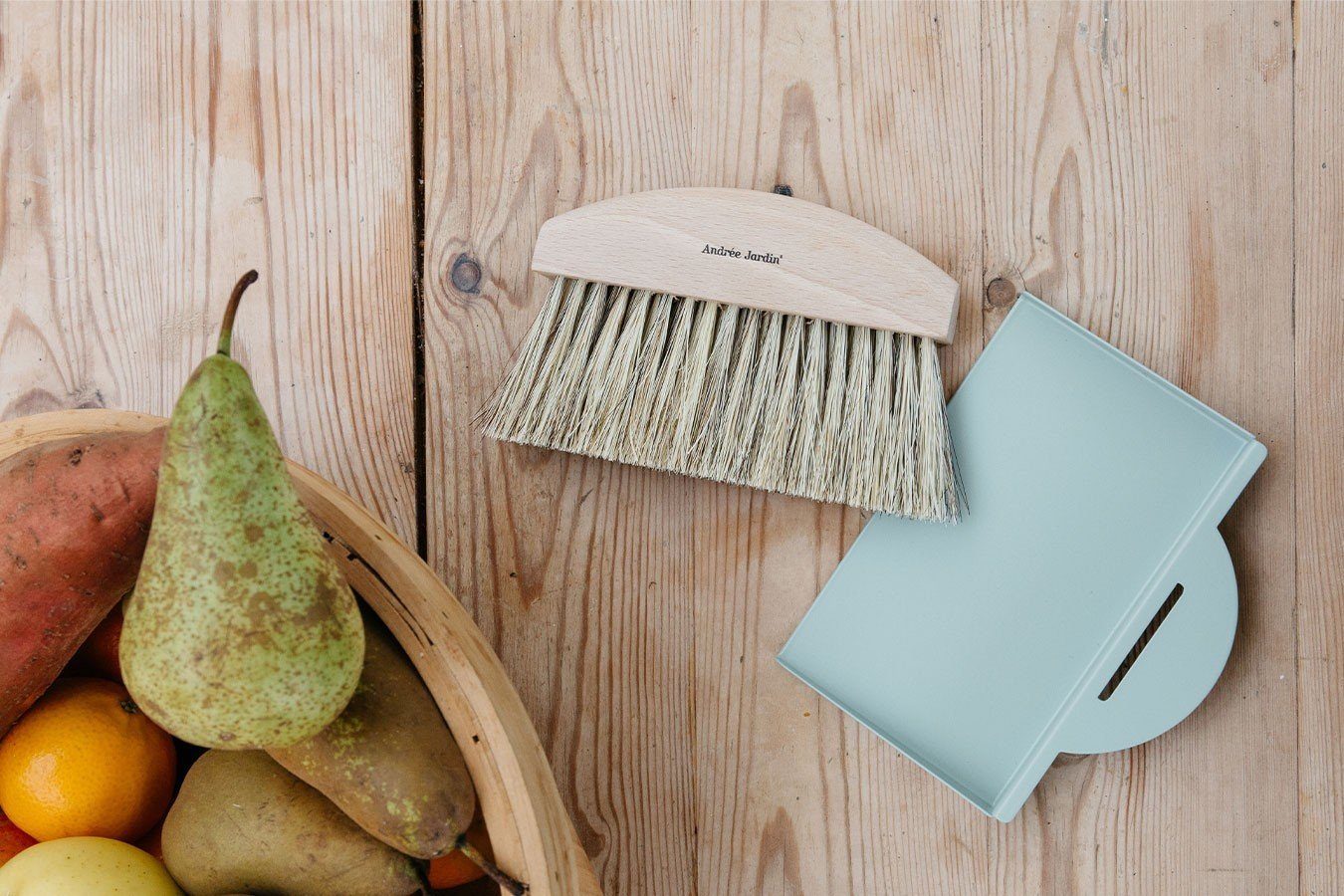 Andrée Jardin Krümelkehrer Krümelbesen Set Clynk Natural Collection mint