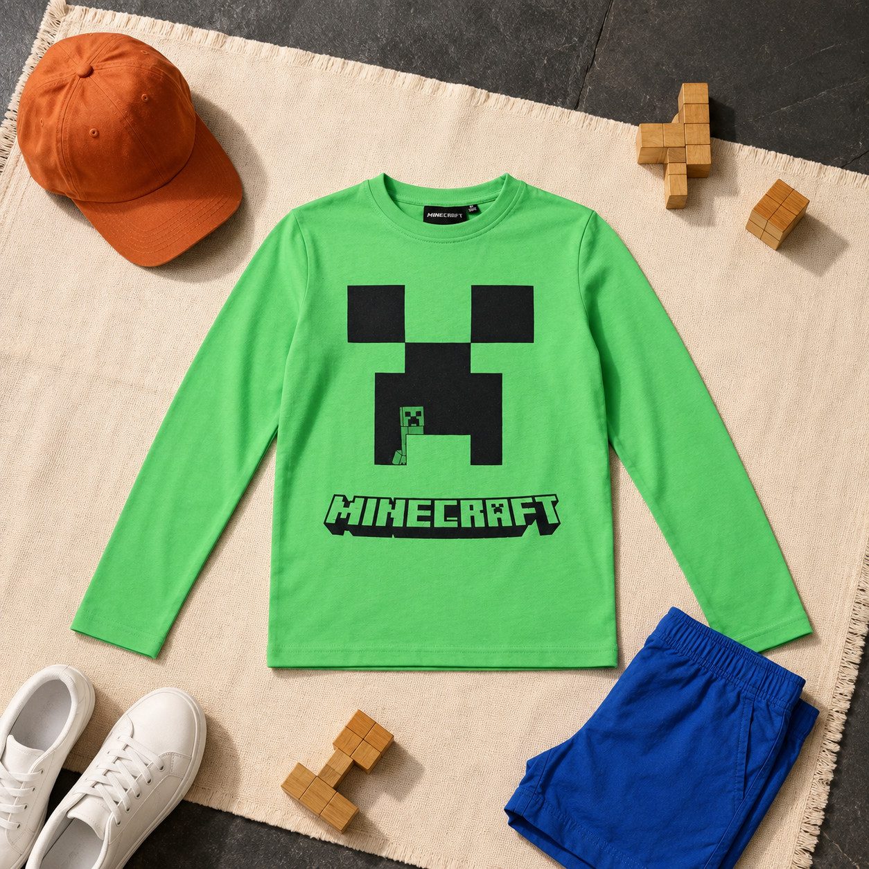 Minecraft Langarmshirt Minecraft Creeper Gamer Kinder Jungen langarm Shirt Gr. 116 bis 152 - 100% Baumwolle – Bild 4 von 5