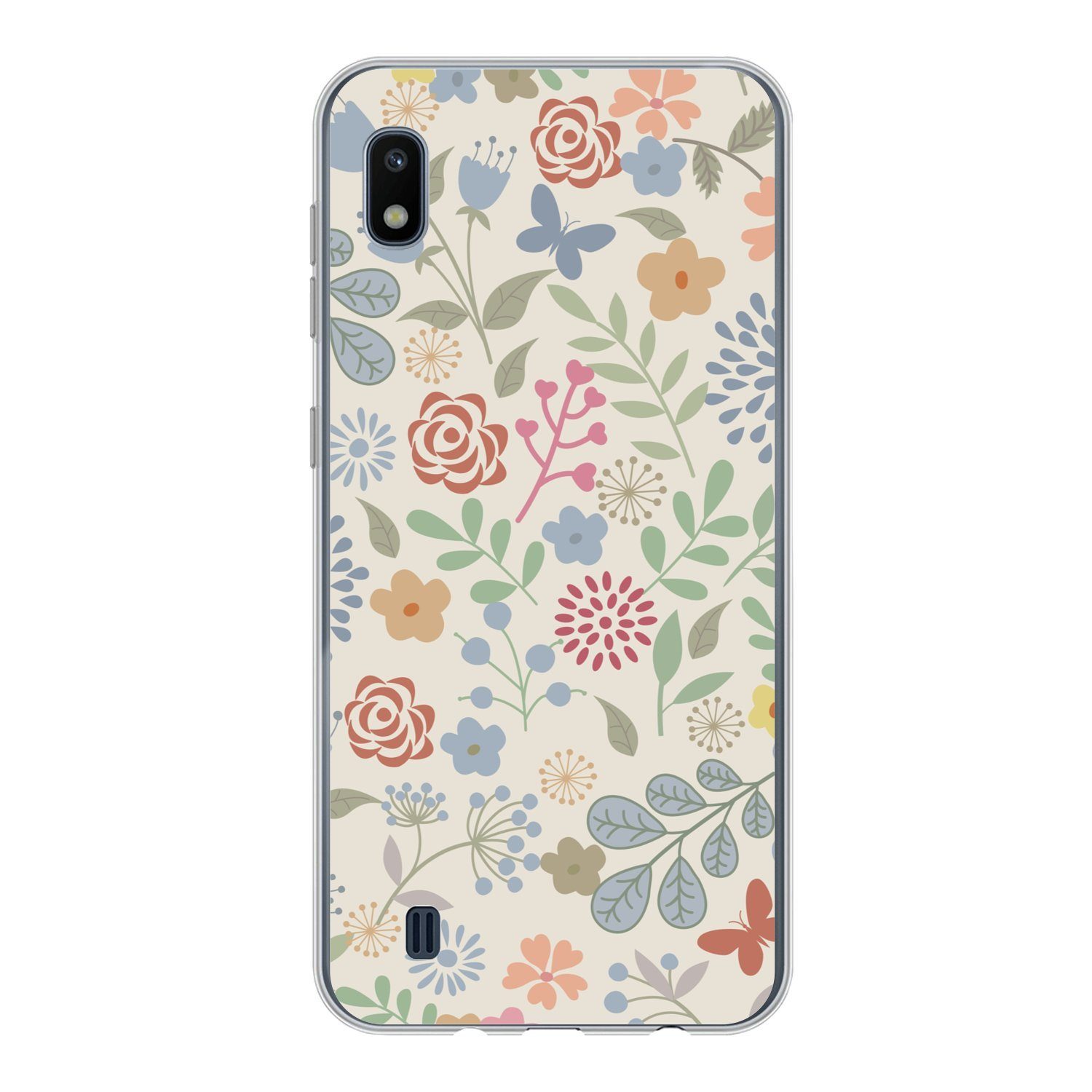 MuchoWow Handyhülle für Samsung Galaxy A10 Eine Blumenmuster-Illustration mit vielen Blume, Smartphone-Bumper, Print, Handy Schutzhülle Dünn