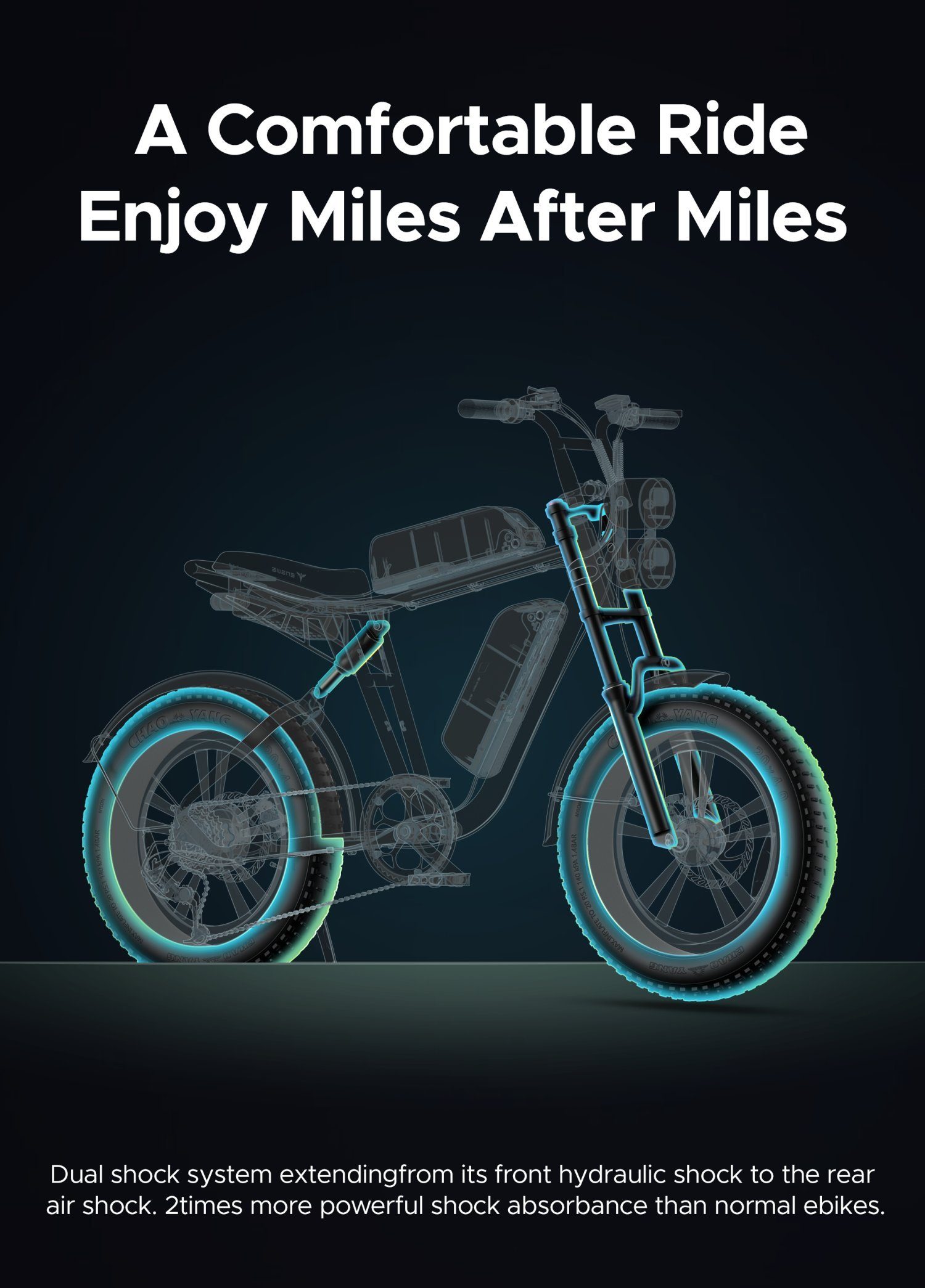 ENGWE E-Bike M20 km Doppelbatterie weiß 48V26Ah (Set, Akku-Reichweite E-Motorrad Motor, 40km/h, zu 172 Mit 7 Batterieladegerät), Hinterer Gang, bis