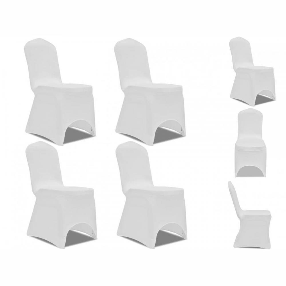 Stuhlhusse Stretch Stuhlbezug 4 Stück Weiß Stuhlbezug, vidaXL