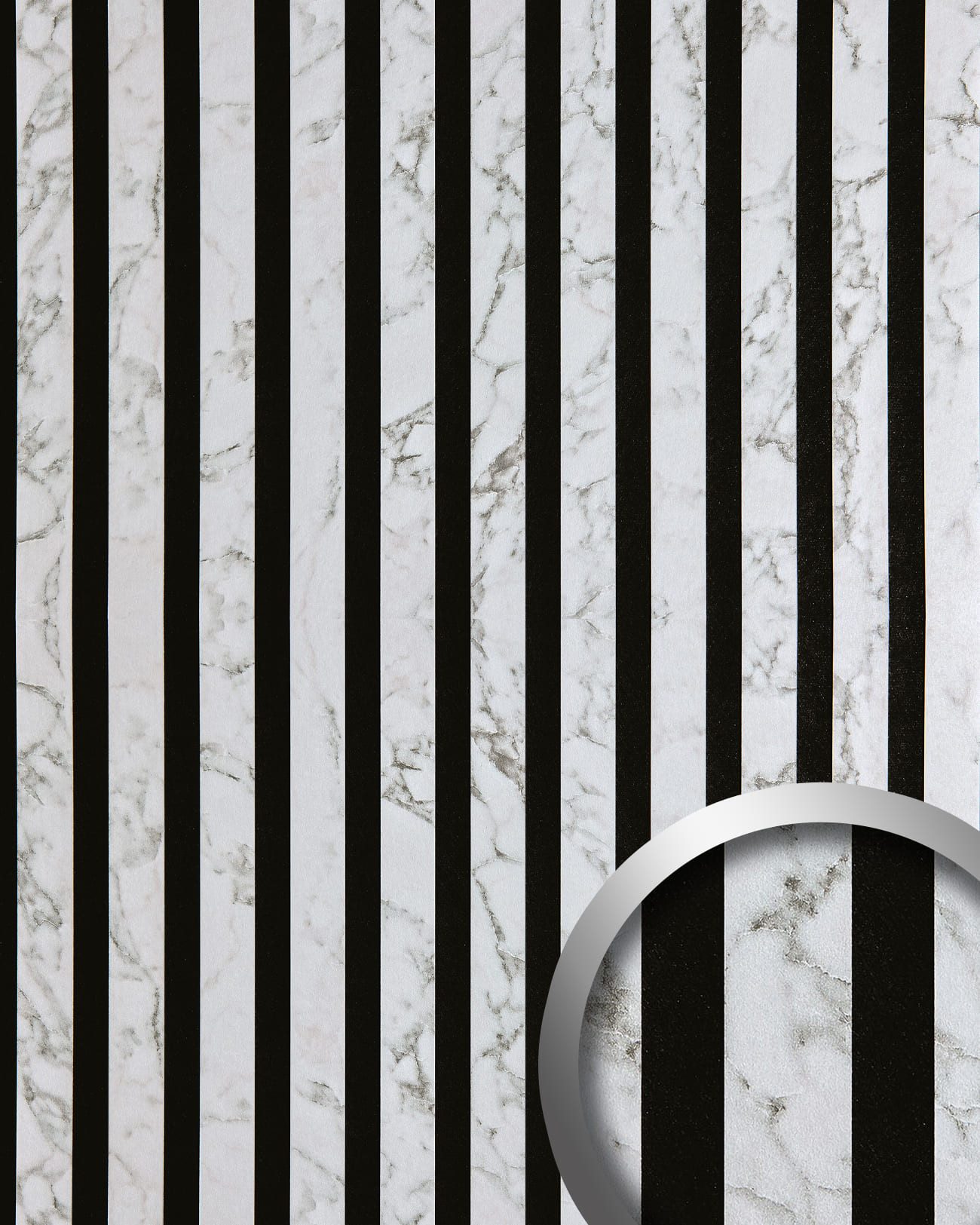Wallface Wandpaneel 31127 MARBLE White Wandpaneel in Lamellen Optik matt weiß 1,68 m2, BxL: 60x280 cm, 1.68 qm, (Akustikpaneel, 1-tlg., Wandverkleidung in Lamellen Optik Marmor Optik) weiß schwarz glatt