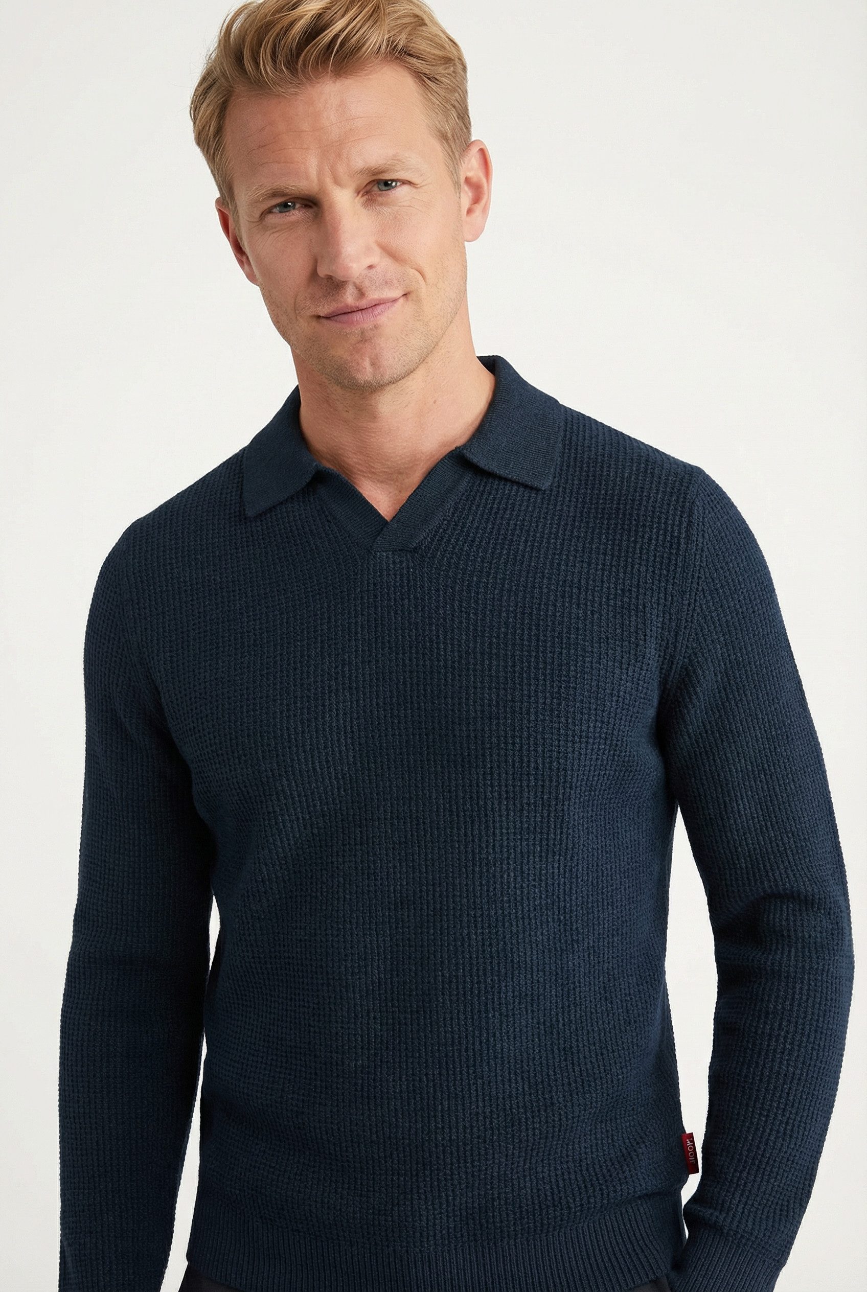 Joop Jeans Polokragenpullover Ove mit feinem Strukturmuster
