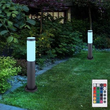 Globo LED Außen-Stehlampe, Leuchtmittel inklusive, Warmweiß, Farbwechsel, Außen Steh Leuchte Edelstahl FERNBEDIENUNG Garten Sockel Lampe