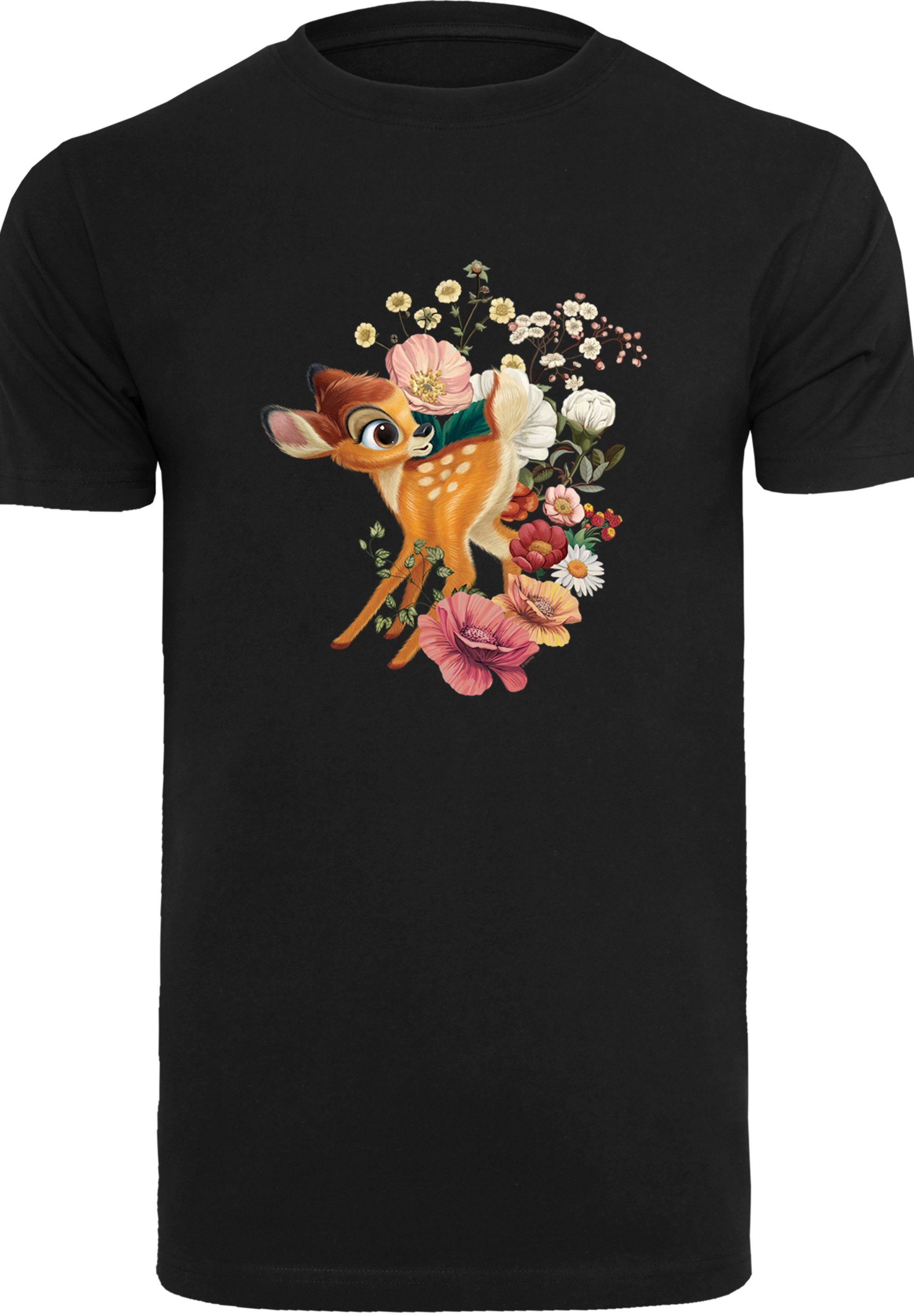 schwarz Disney Bambi Meadow Merch,Regular-Fit,Basic,Bedruckt T-Shirt F4NT4STIC Herren,Premium