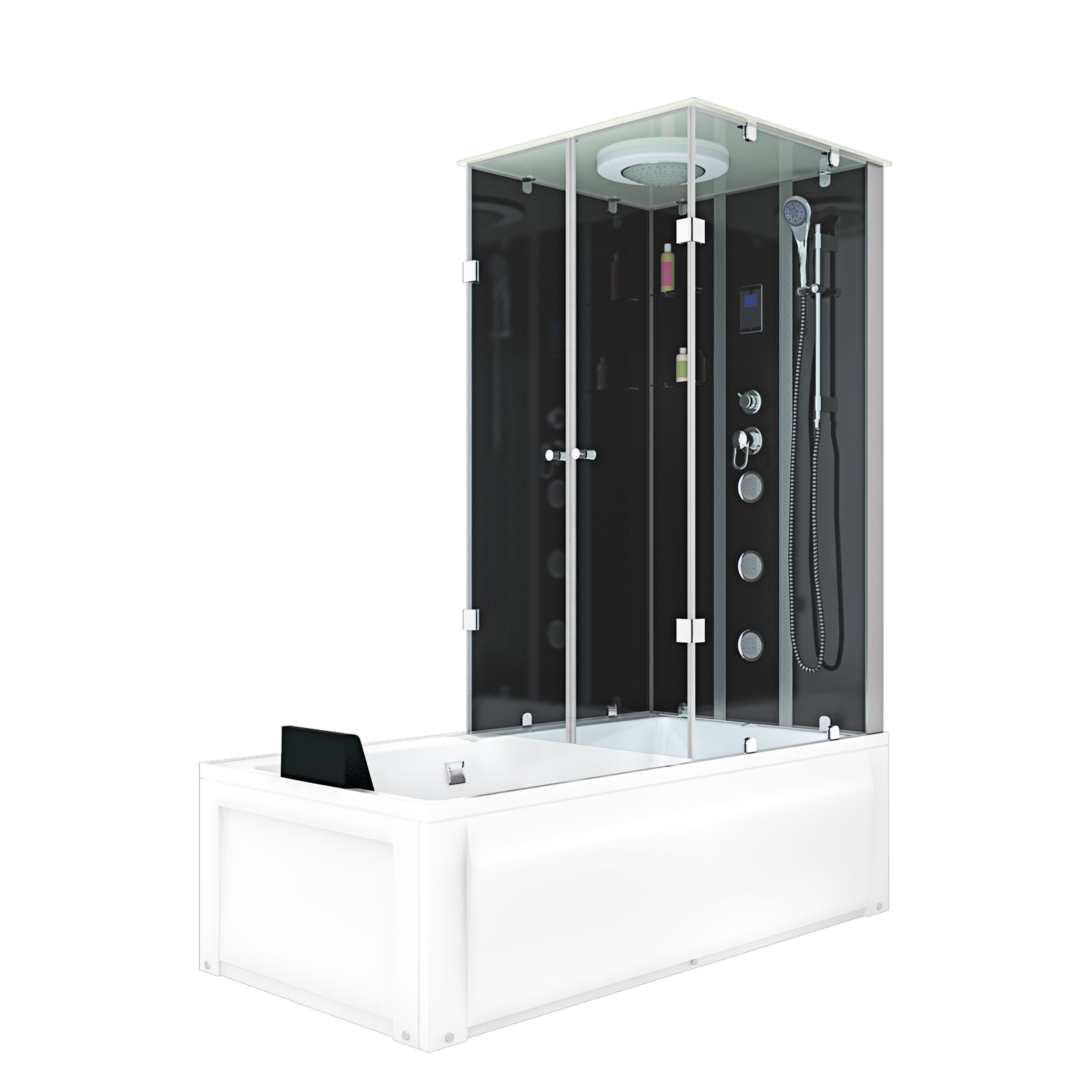 AcquaVapore Grossraumdusche Whirlpool Dusche Kombination K05-L30-WP 180x90 cm, Sicherheitsglas ESG, Integrierte Massagedüsen, Nackenstütze, Whirlpool Jets