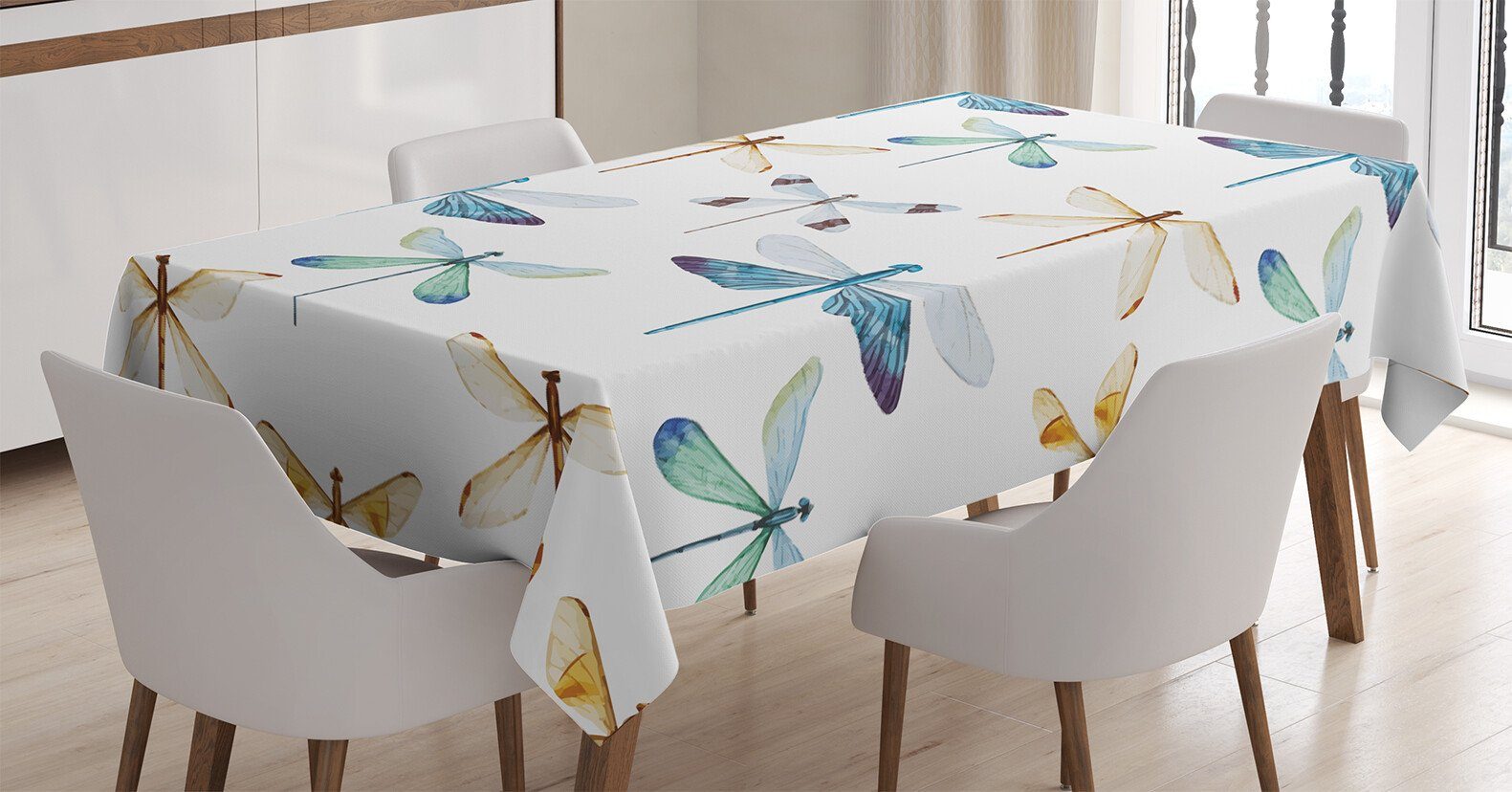 Bereich Regelmäßige geeignet Tischdecke Insekten den Außen Libelle Farben, Linien Für Farbfest Waschbar Abakuhaus Klare
