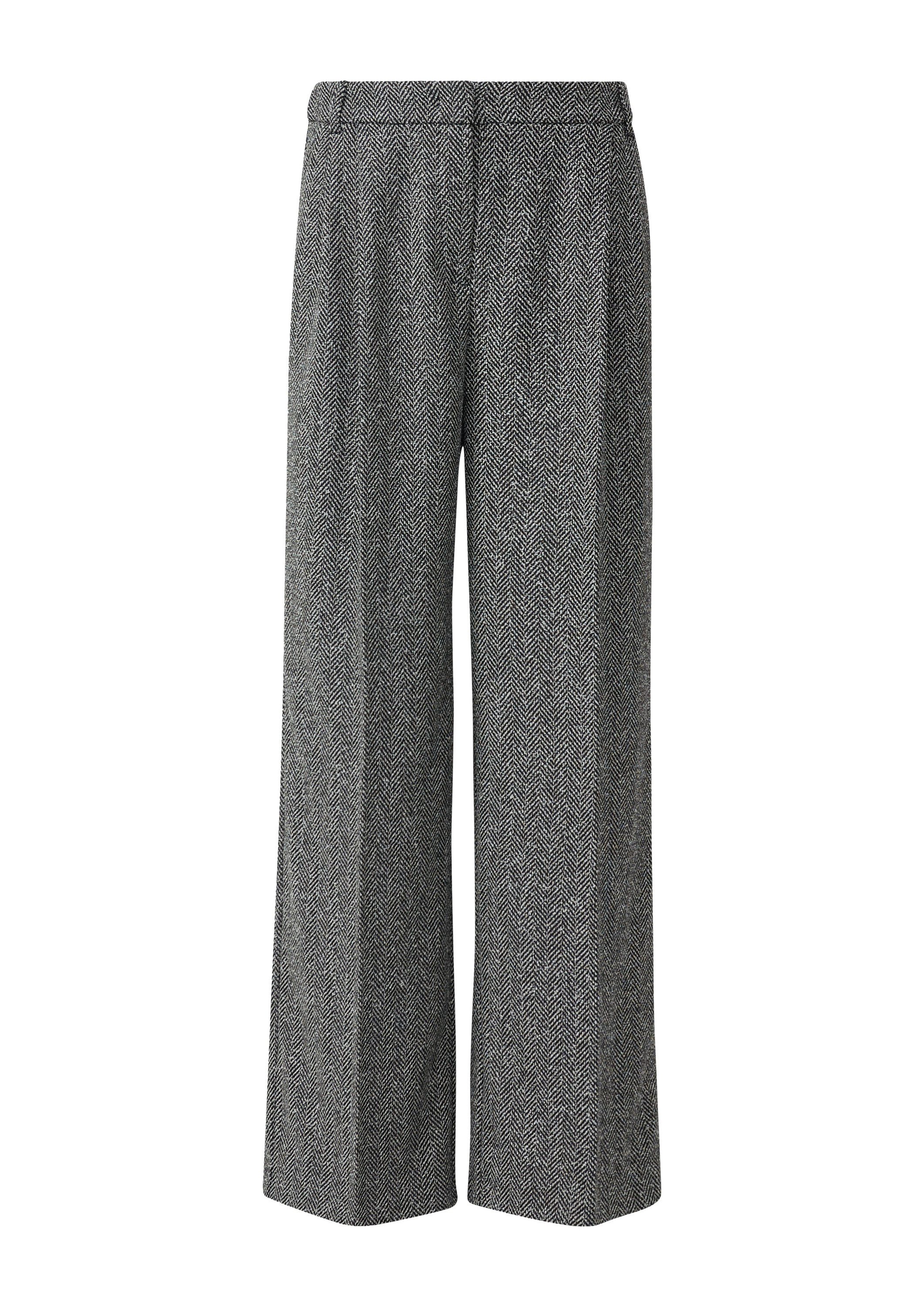 comma Chinos Hose Bundfaltenhose mit Herringbone-Muster günstig online kaufen
