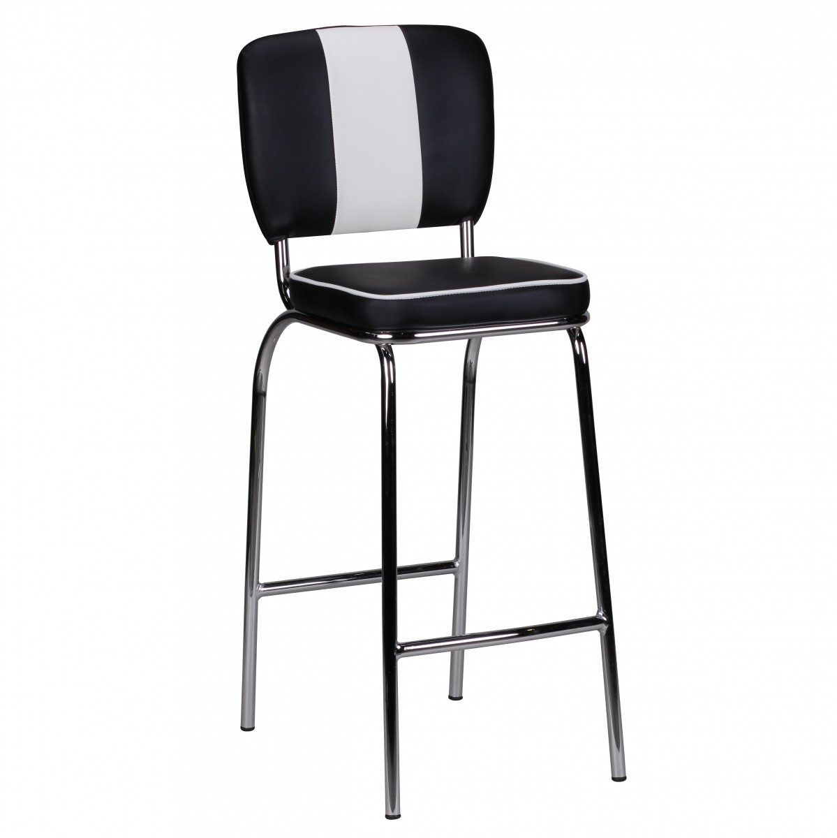 Wohnling Barhocker WL1.719 (Barstuhl Kunstleder Schwarz Weiß, American Diner), Design Tresenstuhl Modern, Tresenhocker USA