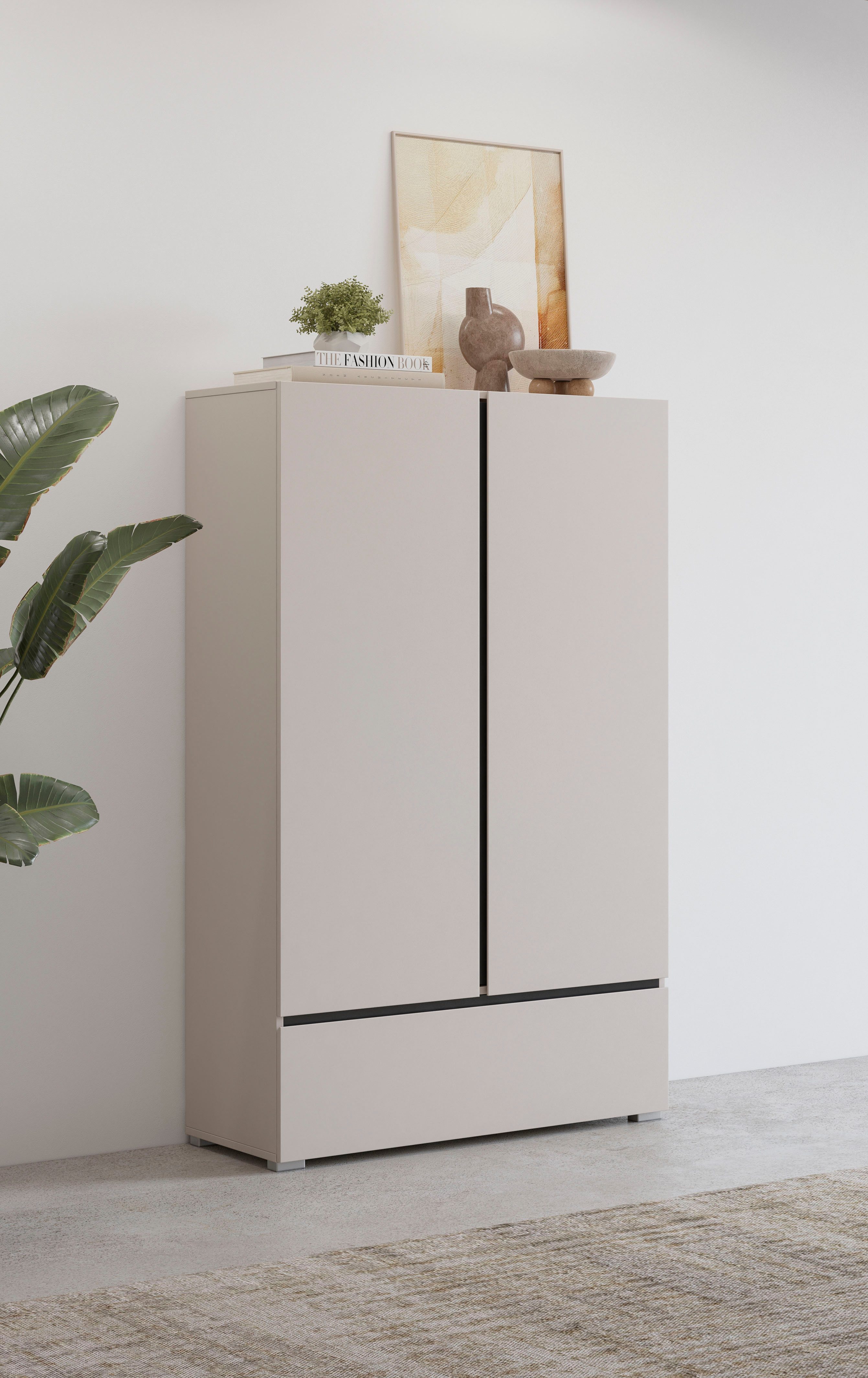 OTTO home Mehrzweckschrank Cross,Breite 89 cm, Highboard, Universalschrank, Garderobe Waescheschrank mit viel Stauraum, Einlegeböden verstellbar