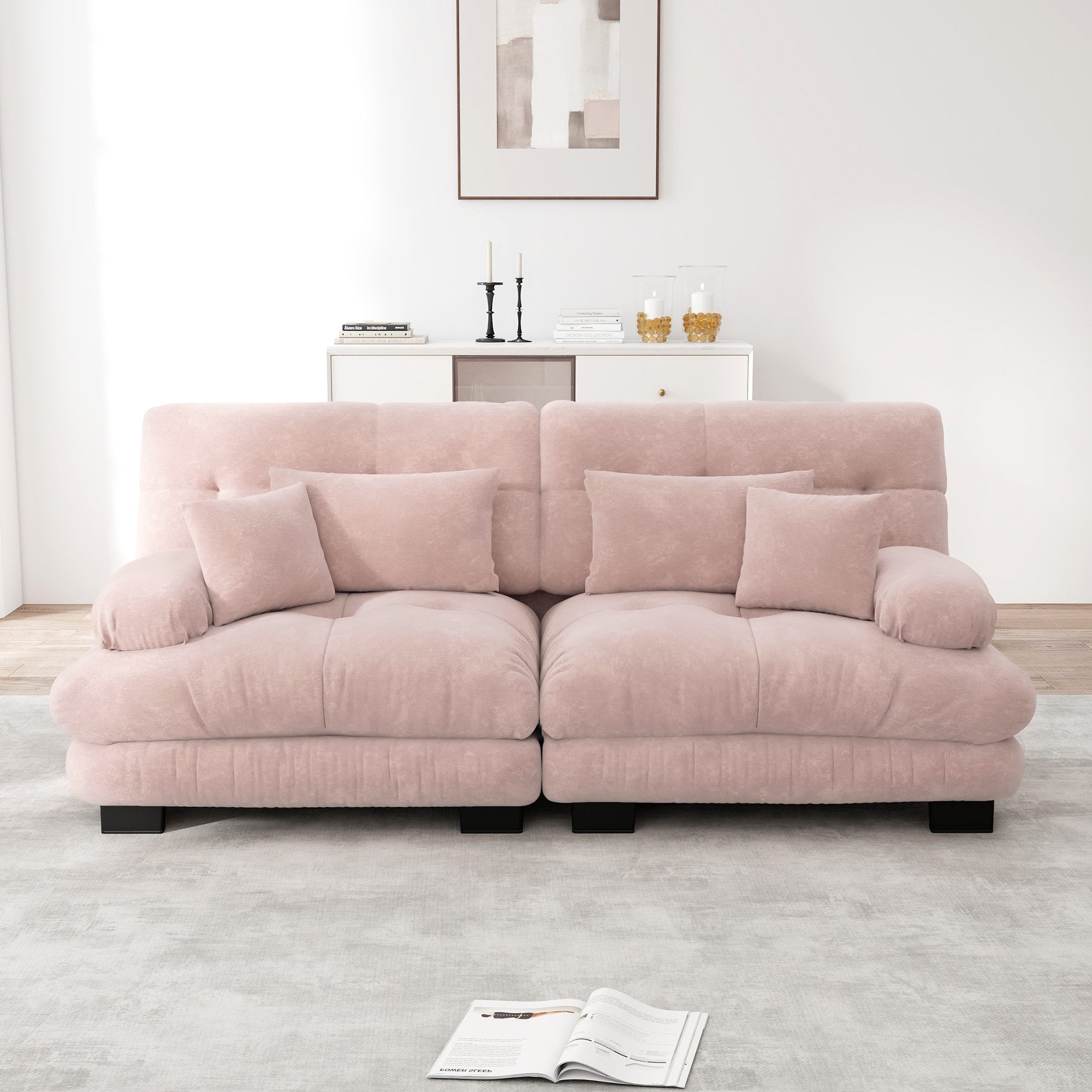 i@home Sofa Exquisites Chenille-Sofa mit Cloud-Komfort–Individuell Kombinierbar, Cloud Ecksofa für Wohnzimmer, Chenille Doppelsofa mit 2 Lendenkissen, Cloud-Look, Vintage-Chenille, federlose Sitzkissen