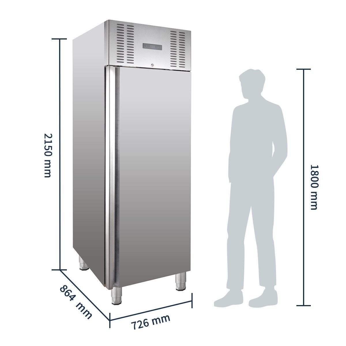 GastroHero Gefrierschrank Tiefkühlschrank 605 Liter GN 2/1 - Tiefkühlung - Kälte - Profi - Edels TKS-ELINE650M, 2163 cm hoch, 72.6 cm breit