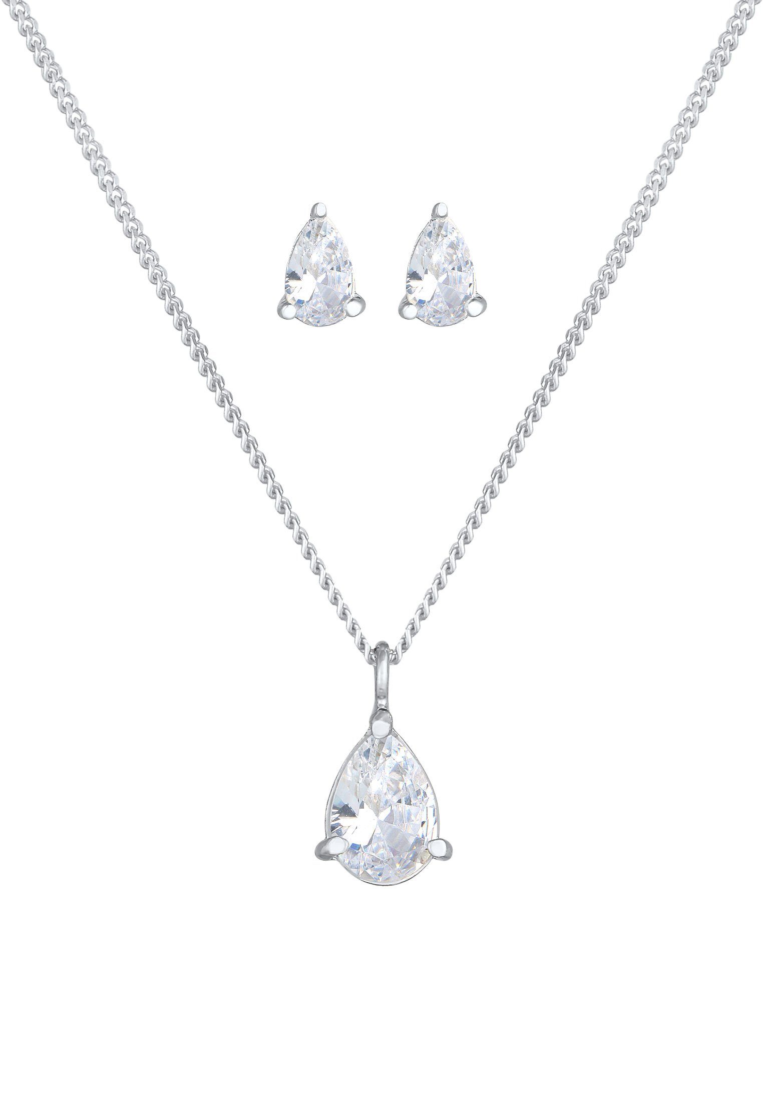 Elli Schmuckset Kette Ohrstecker Tropfen Zirkonia günstig online kaufen