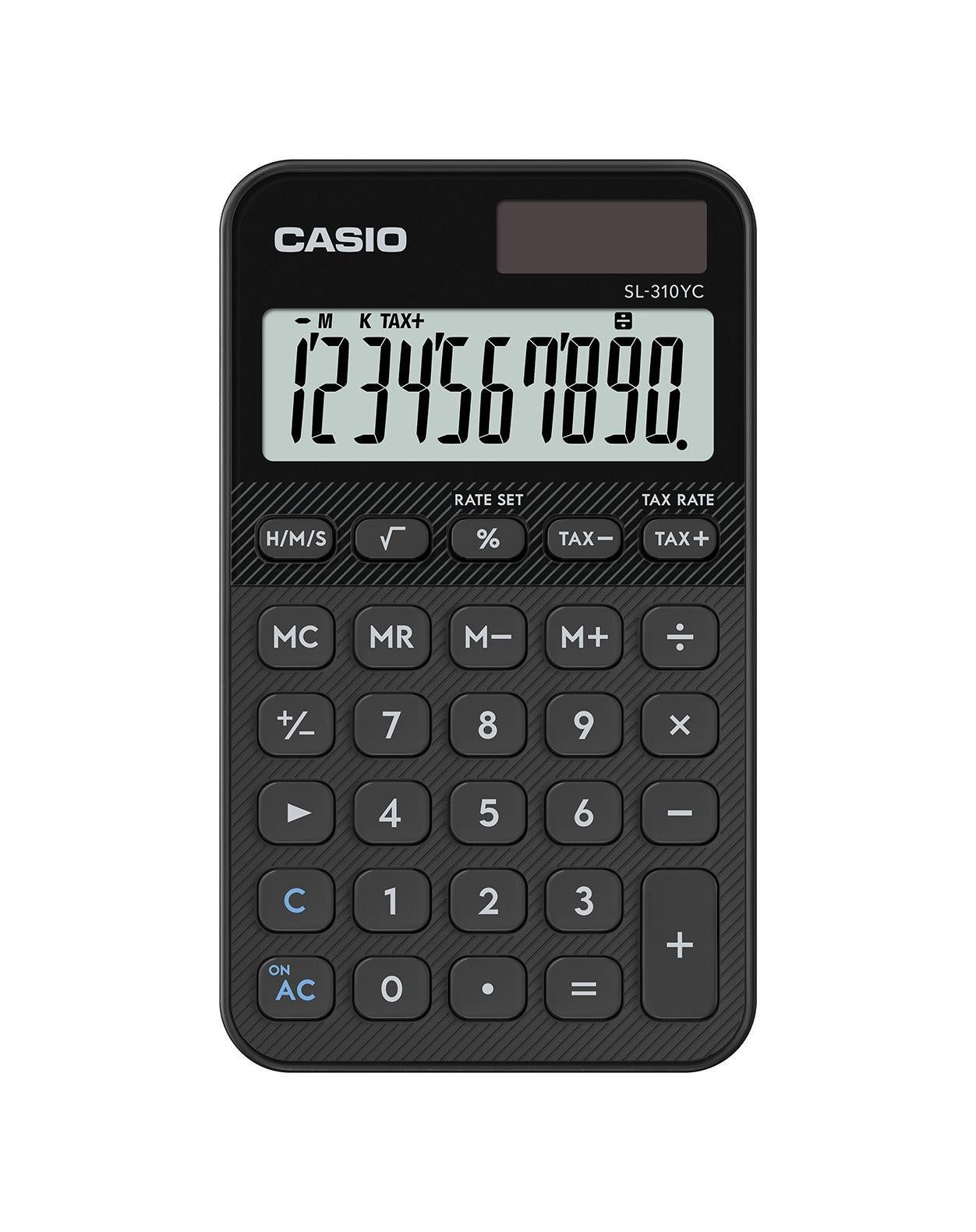 CASIO Taschenrechner SL-310YC, Solar- und Batteriebetrieb, 10-stelliges LC-Display, Rechenfunktionen